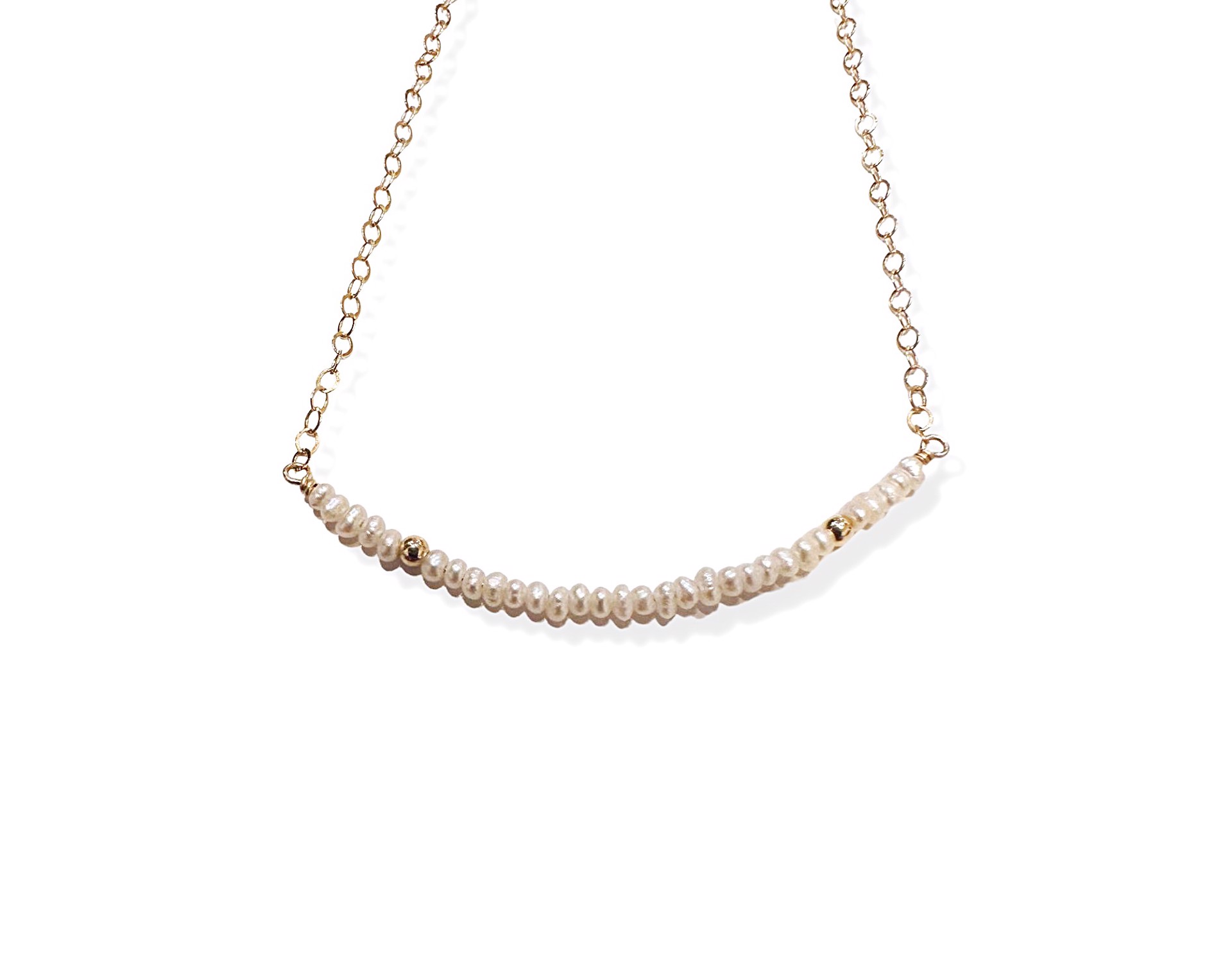 Necklace - 14K Gold Filled with Freshwater Pearl and Gold Beads by Julia Balestracci