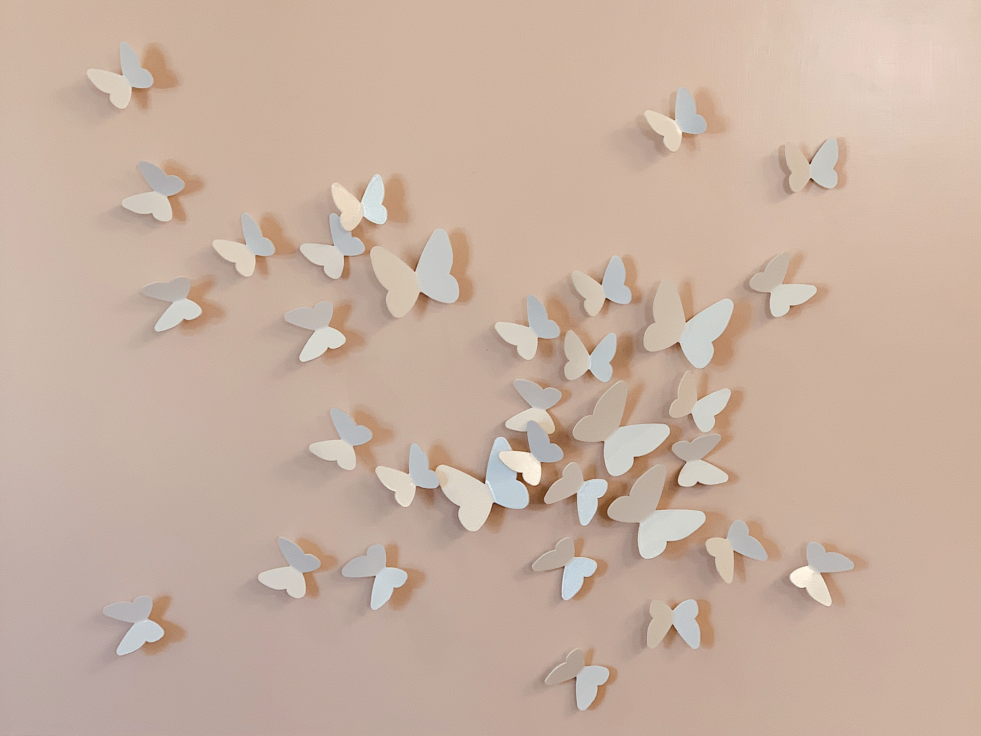 Butterflies in White on Blush P by Kristen Cassavechia