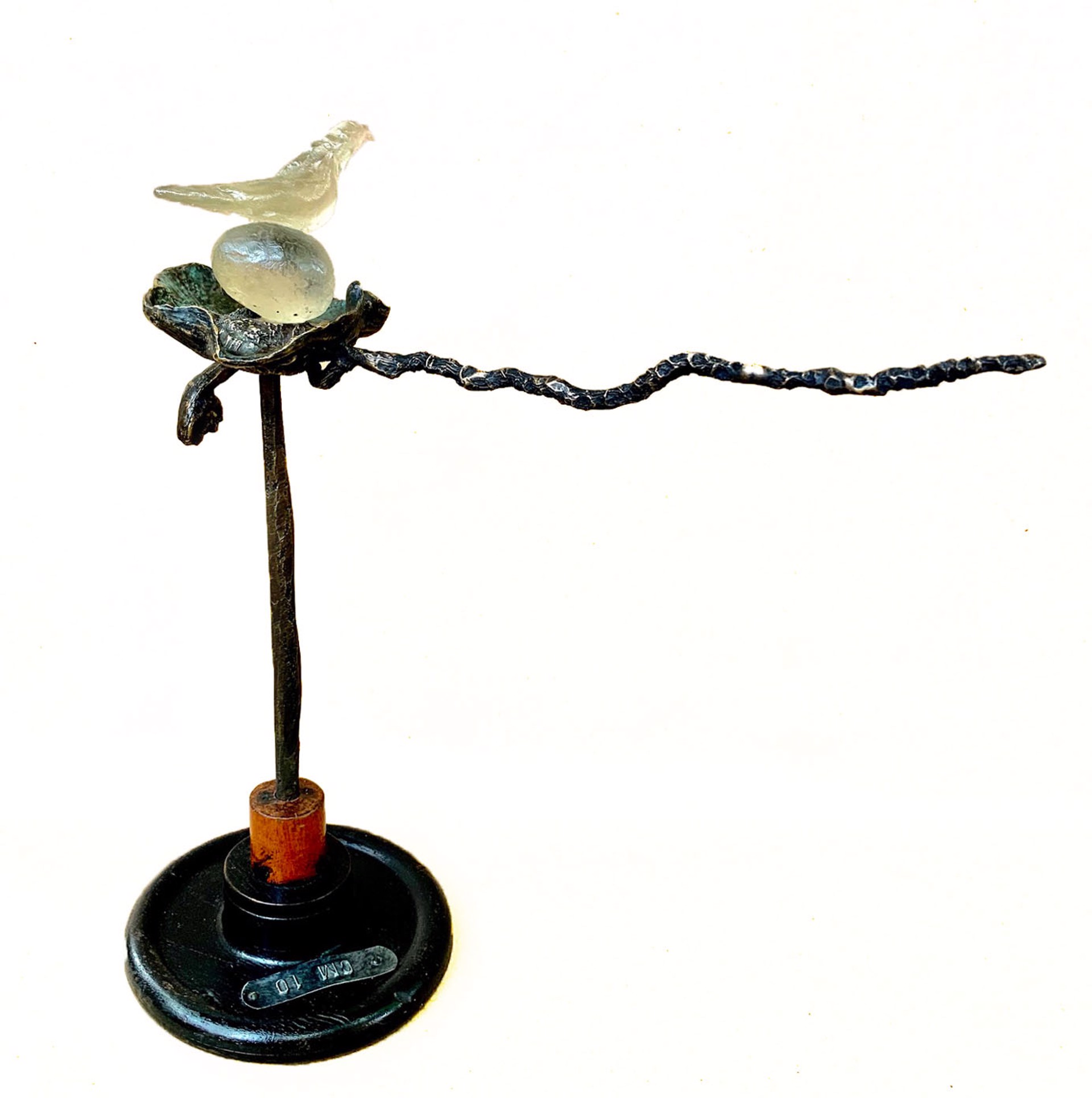 Glass Bird on Nest, CM10 by Copper Tritscheller