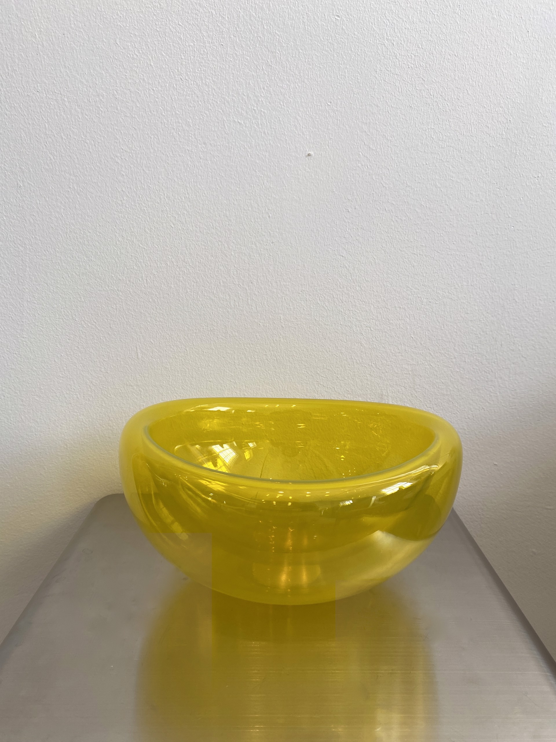 Yellow Solid Eclipse Bowl by John Geci