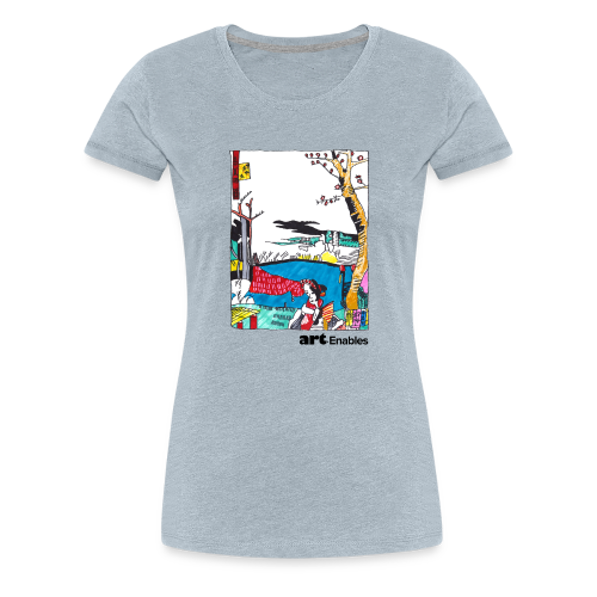 Women's T-shirt (artwork by Charles Meissner) Small - heather ice blue by Art Enables Merchandise