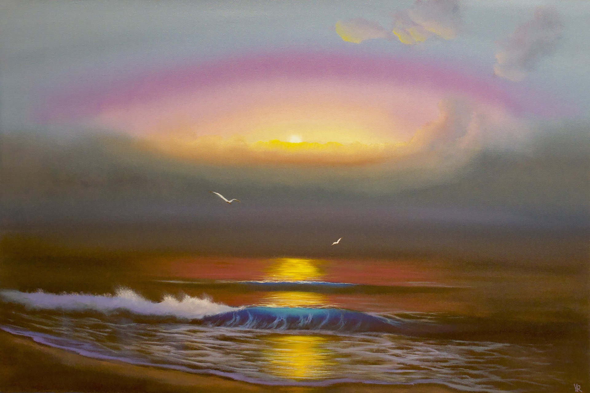 Sunset on the Ocean by Valentyna Rybkina