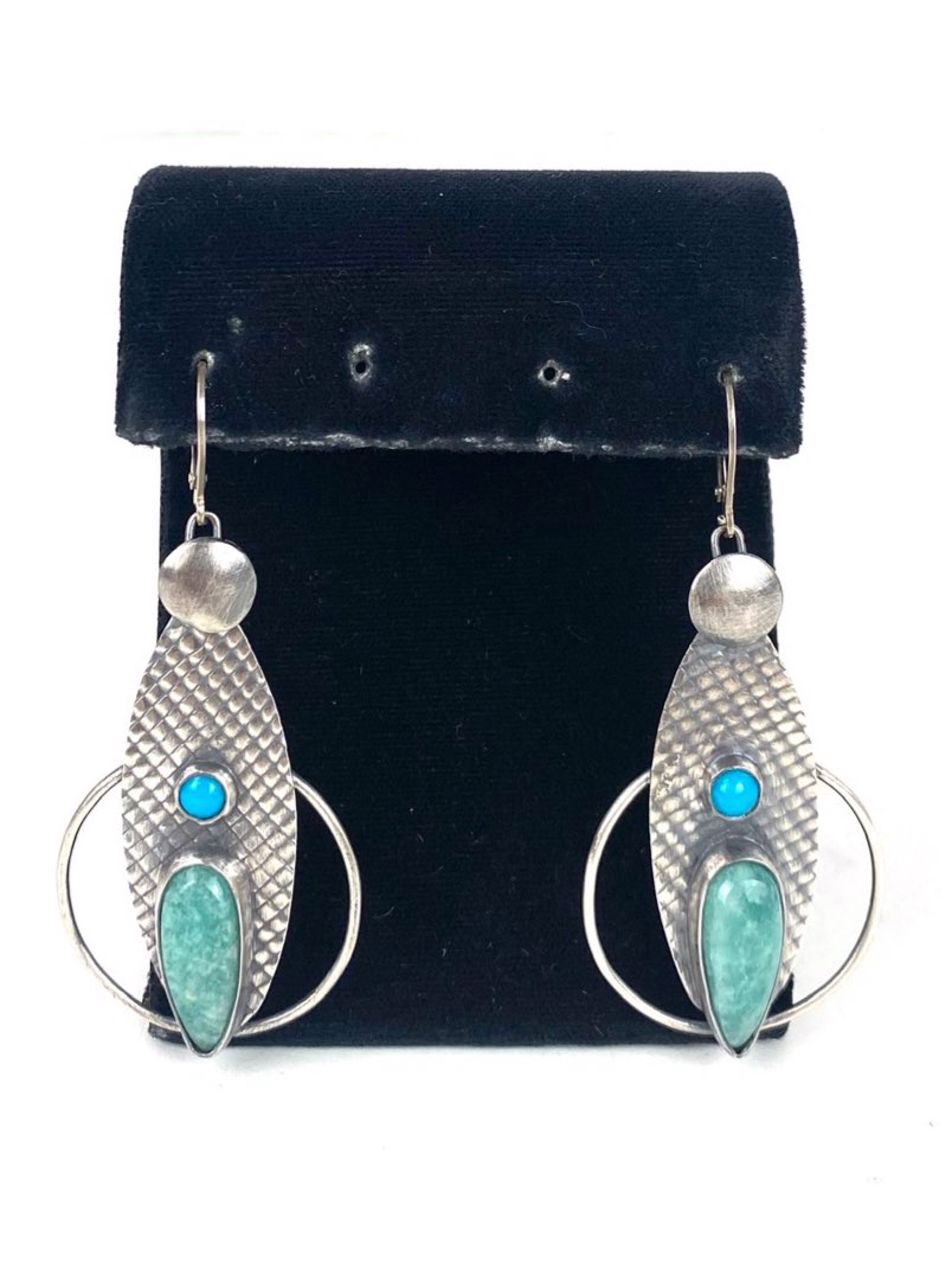 Amazonite, Turquoise and Sterling Silver Earrings by Anne Rob