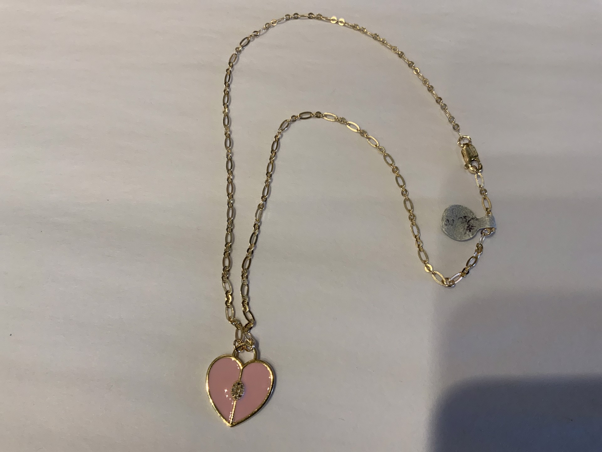 Gold Pink Heart Necklace by Karen Birchmier