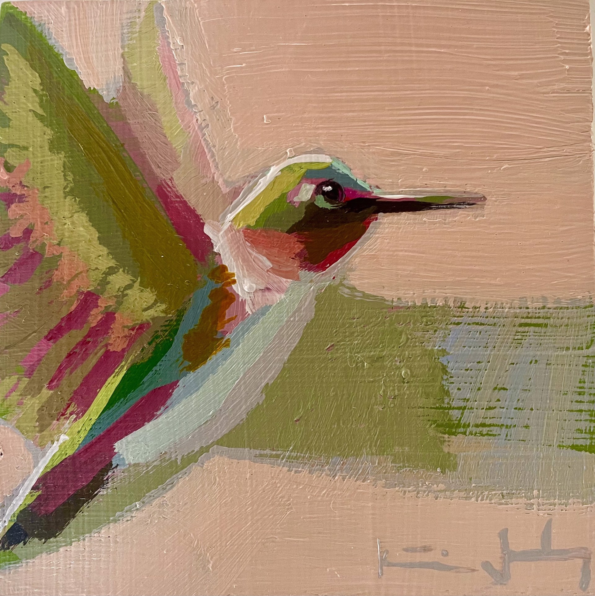 Peach Hummingbird by Katie Jacobson