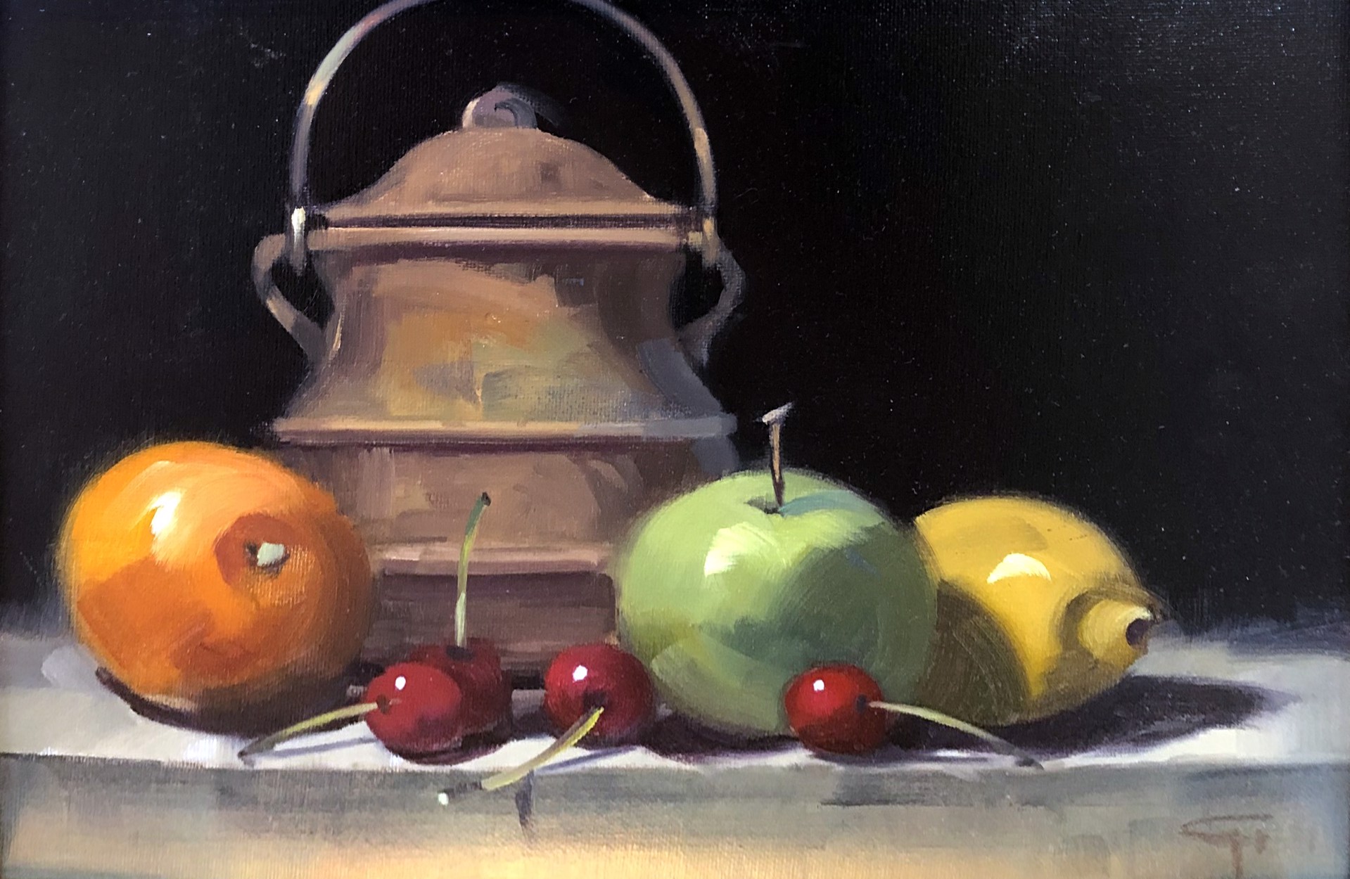 Still-Life with Iron Pot and Cherries by Gerald Griffin