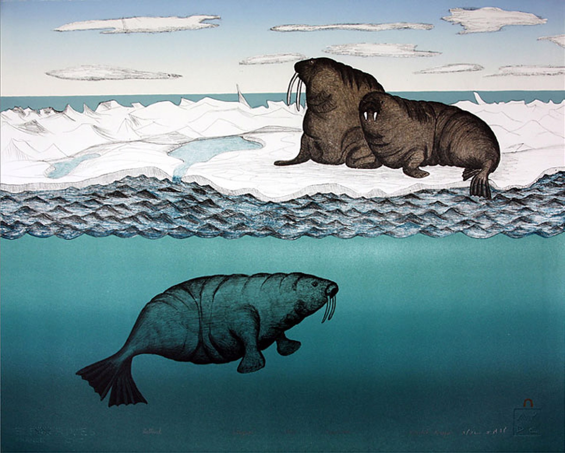 Inuit: Uuttuuk (Walrus on the Ice) - 1994 by Pitseolak Niviaqsi