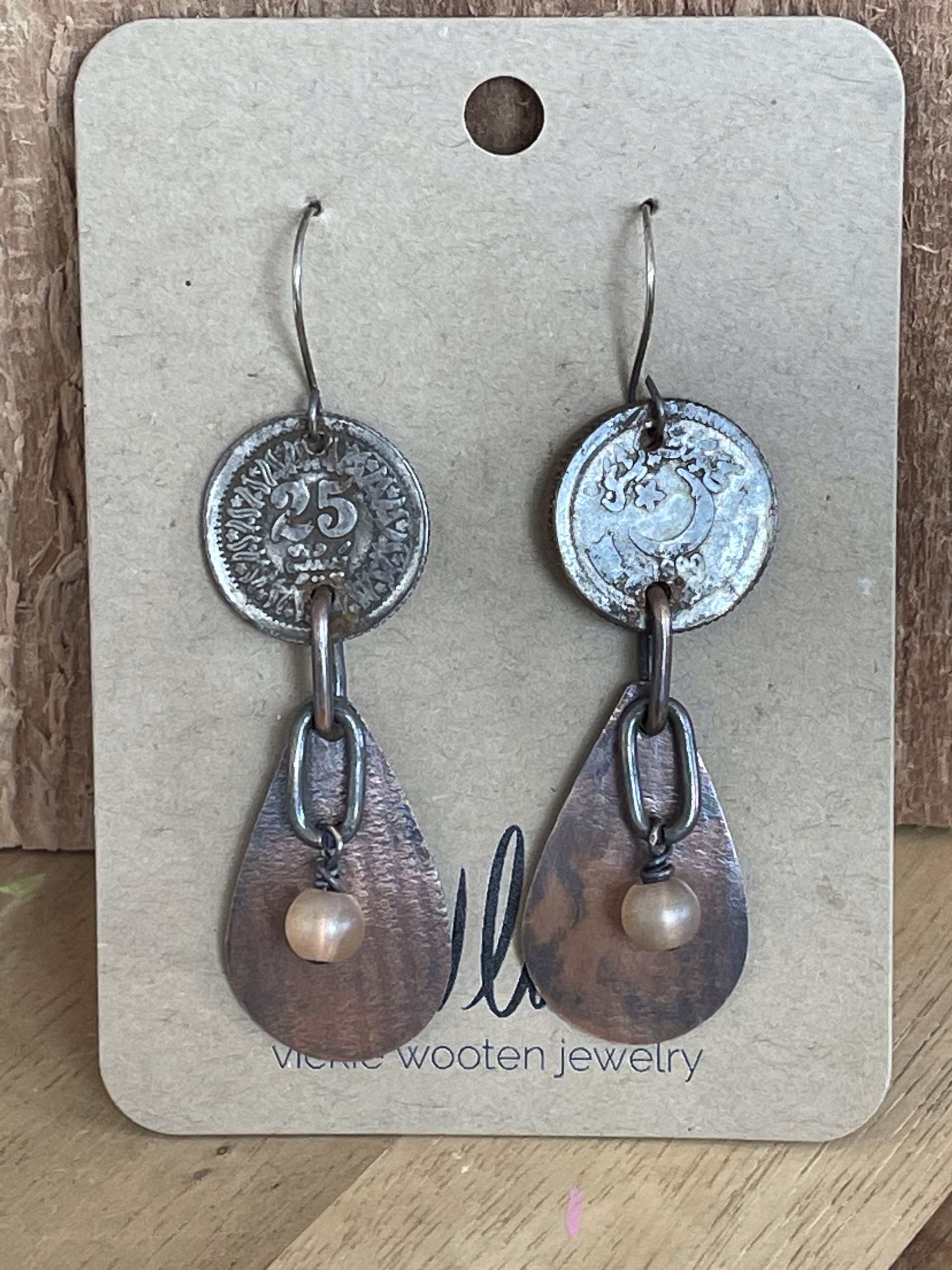 100-24 Copper Coin Earrings by Vickie Wooten
