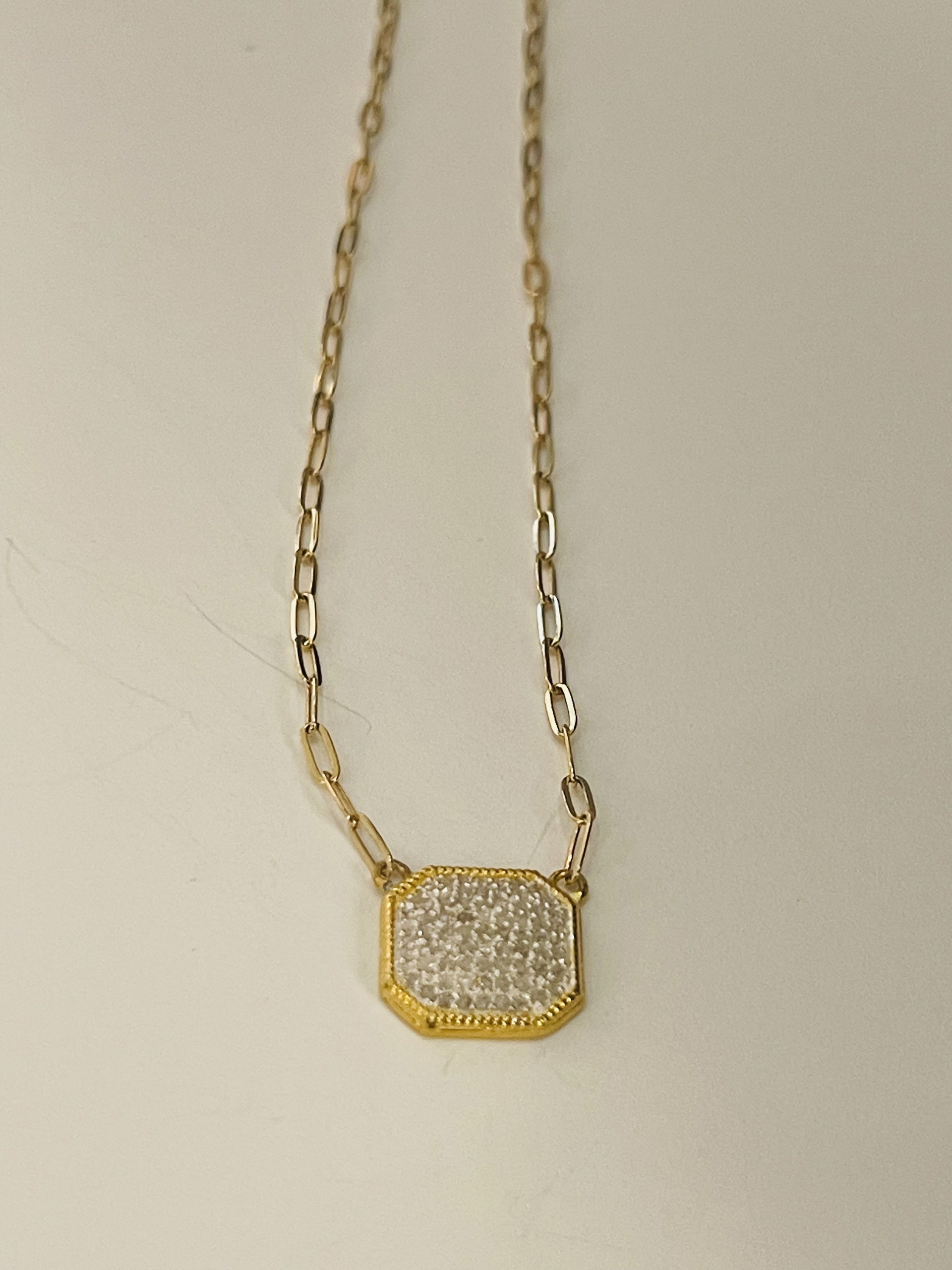 Pave Diamond Rectangle Necklace