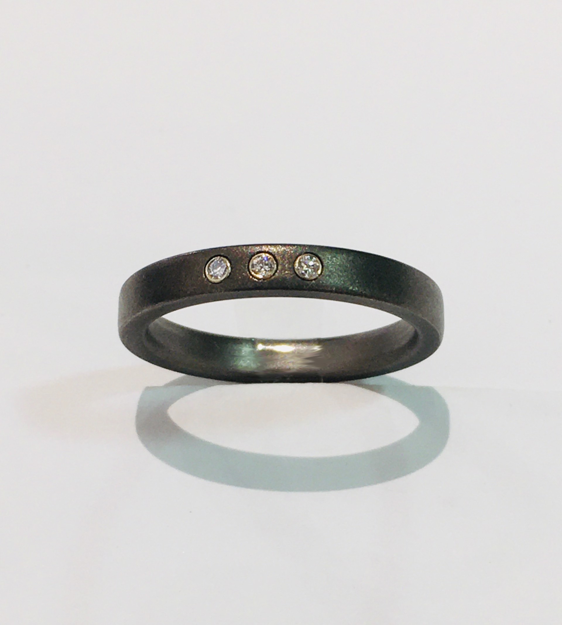 Titanium Band with Diamonds (size 6.875) by WES & GOLD