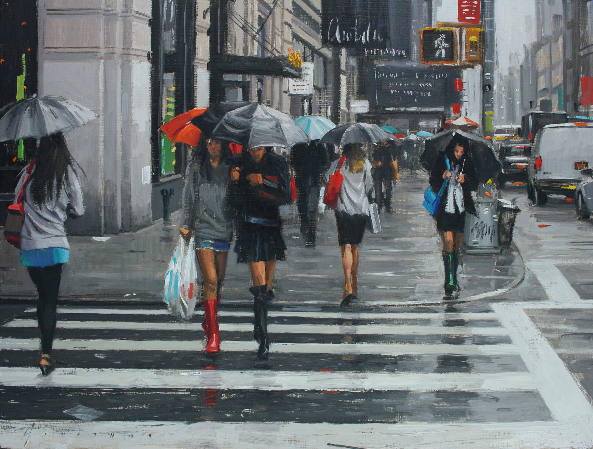 Rain on Broadway - NYC by Vincent Giarrano