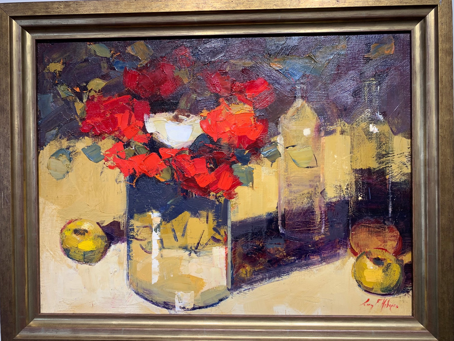 Vase, Bottles, and Apples by Luis F. Hebrero