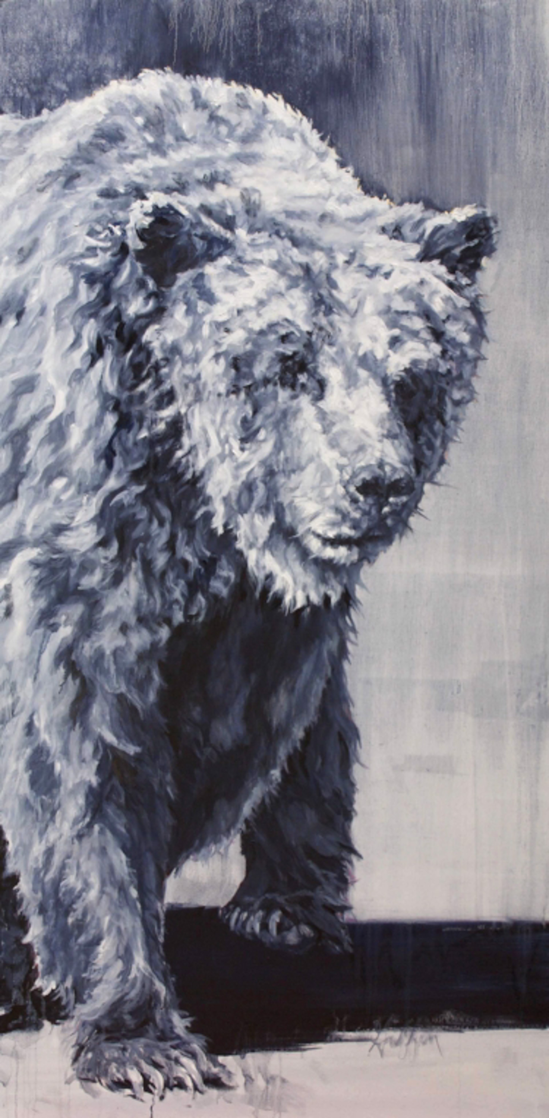 Patricia Griffin Grizzly Bear Walking, Oil On Linen, A Contemporary Fine Art Painting and Modern Wildlife Art Piece Available At Gallery Wild