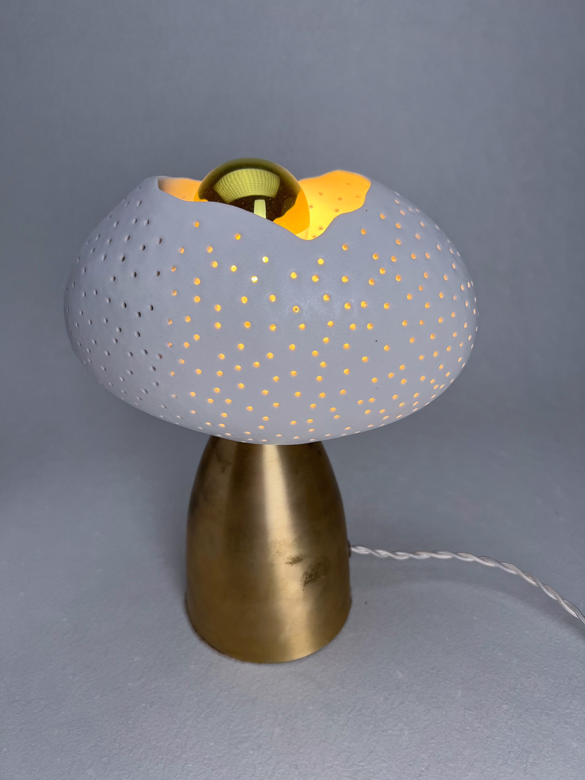 Mid Mod Shroom White Lamp by Kate Tremel