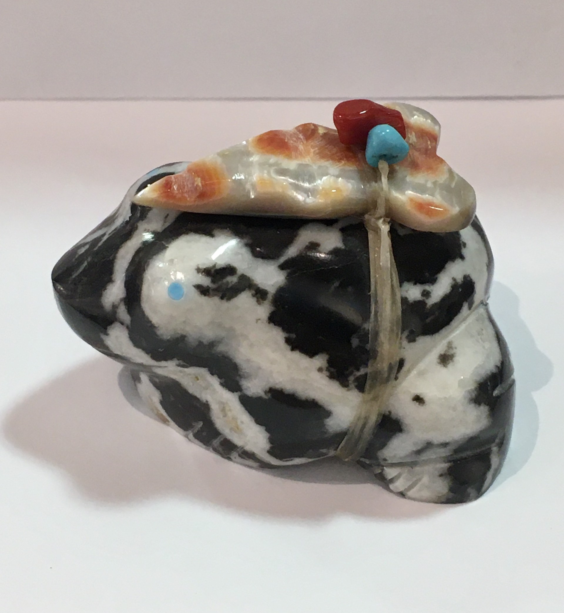 striped black and white frog by Zuni Fetish