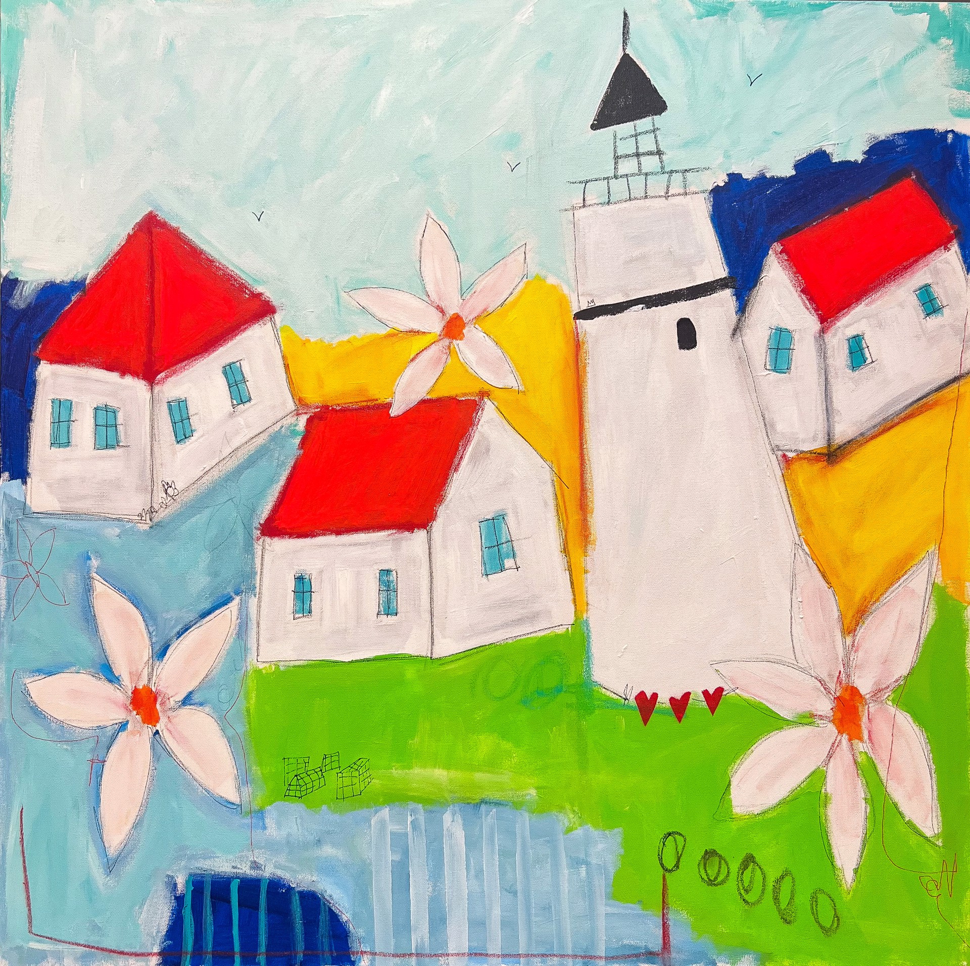 Flowers Over Portland Headlight by Rick Hamilton