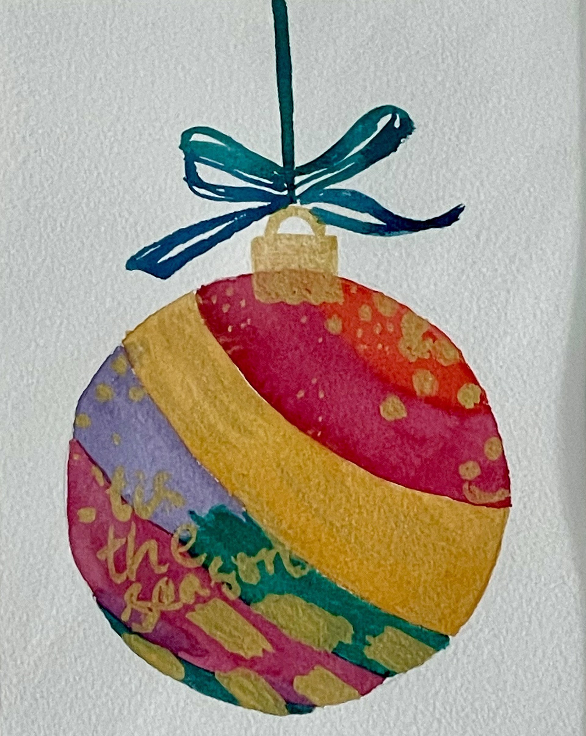 Colorful Tis The Season Ornament by Veena Raj