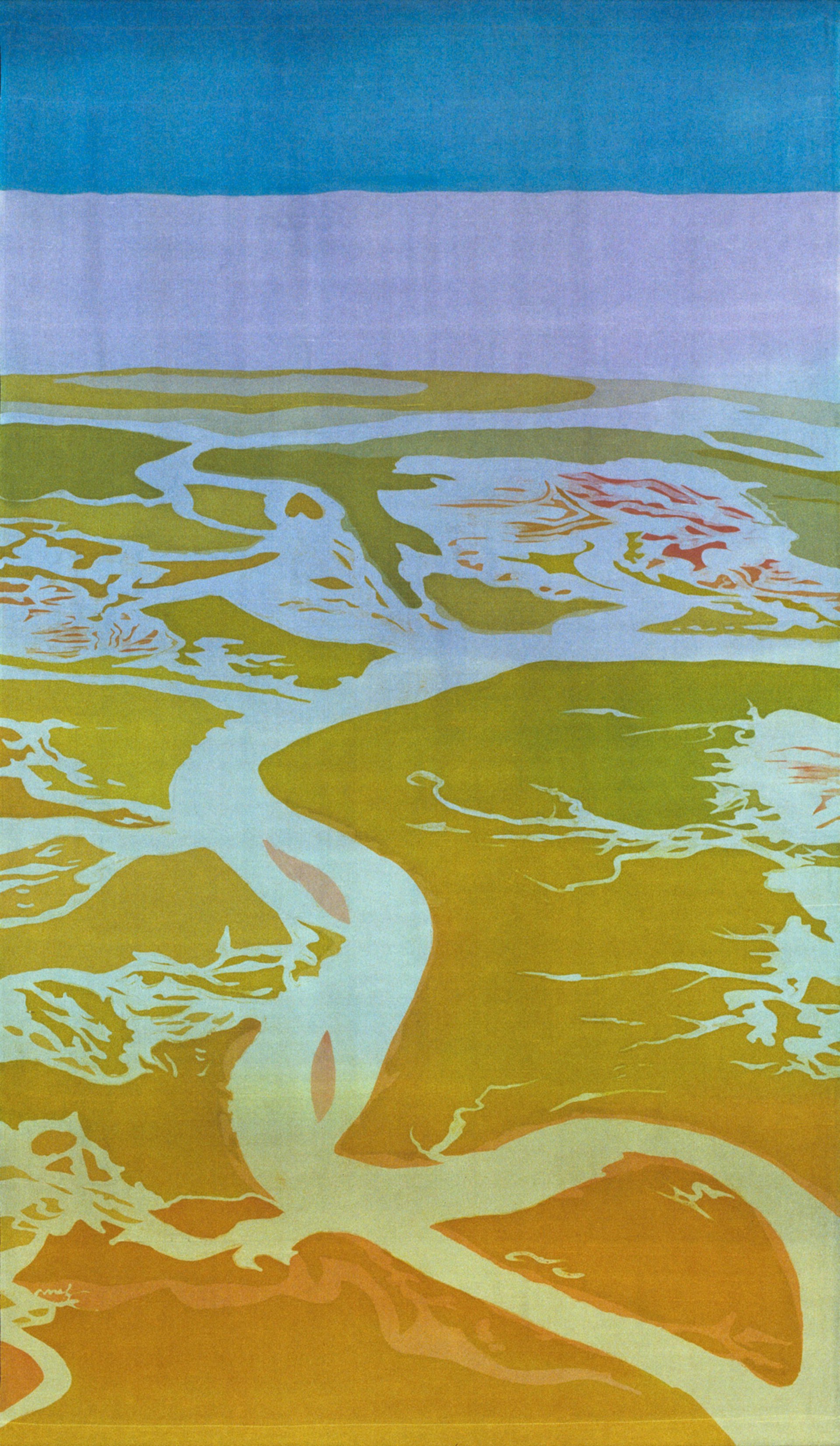 "Serpentine River" original batik on silk by Mary Edna Fraser