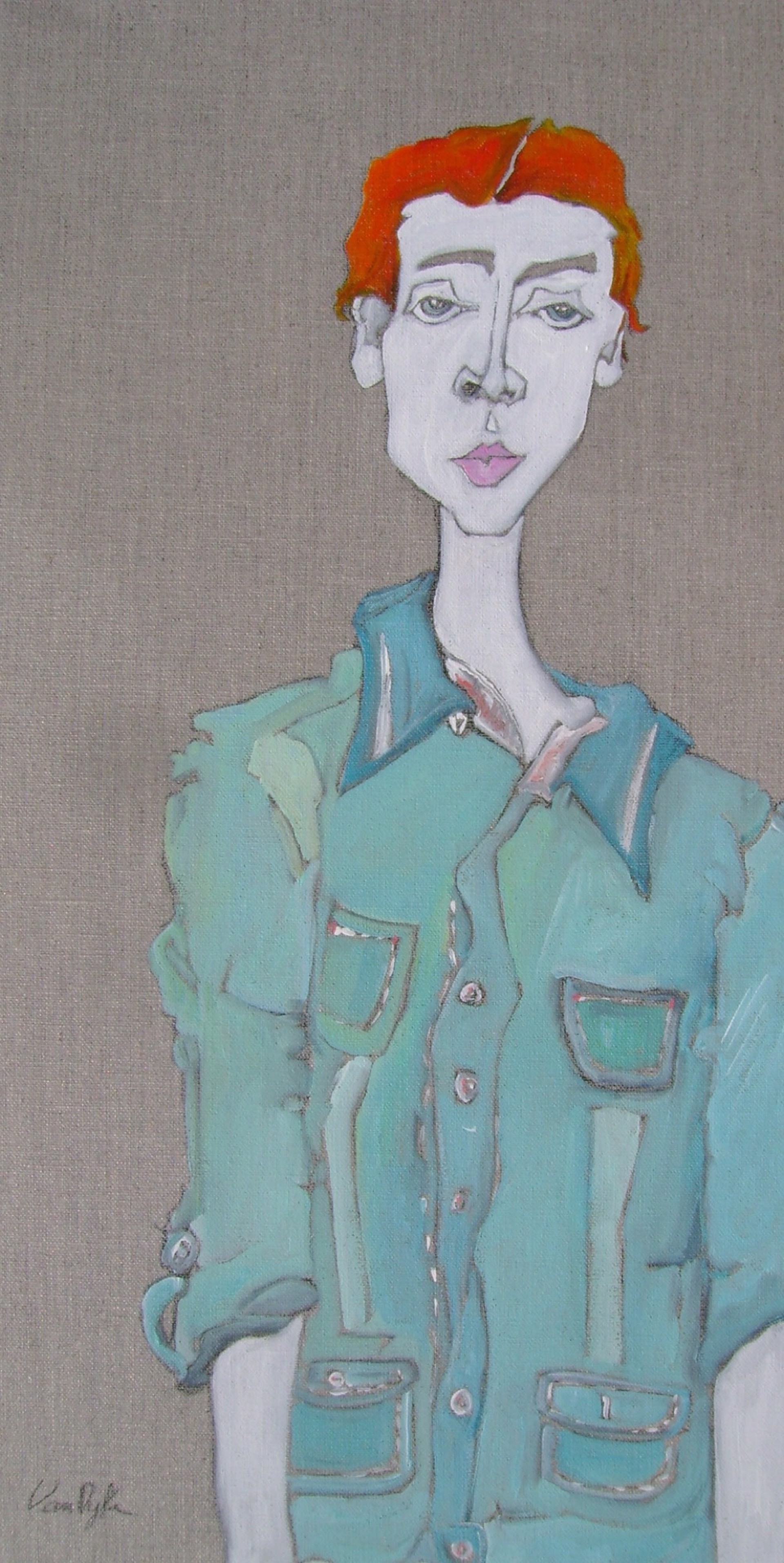 Self-Portrait Artist, Blue Artist Smock by Rachael Van Dyke