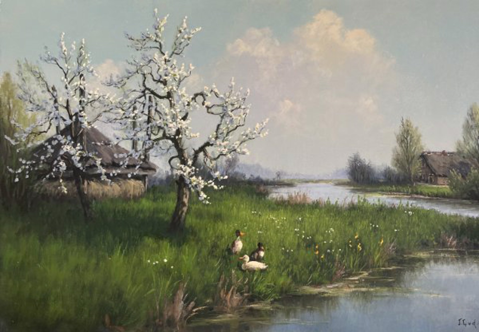 Blooming Trees and Ducks by Jacobus Meide