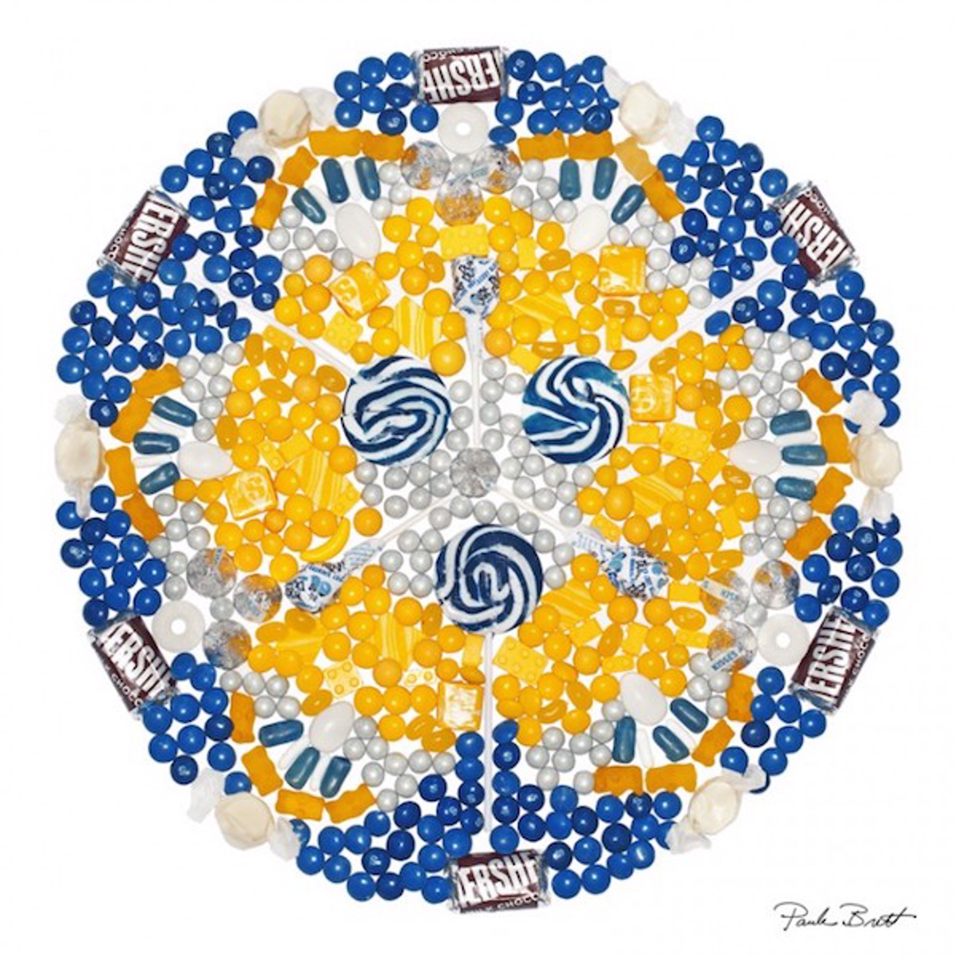 Blue + Gold Candy Mandala by Paula Brett