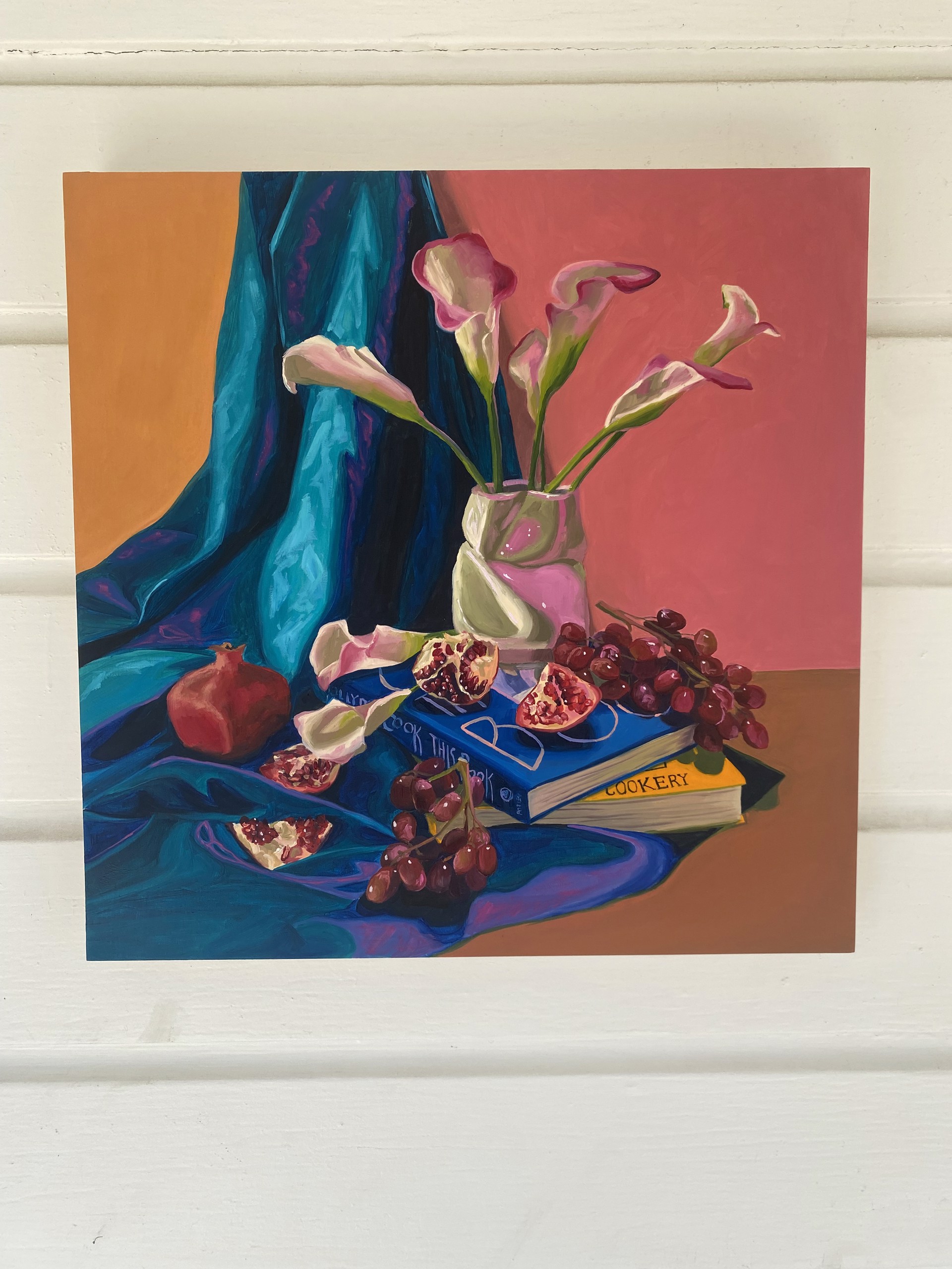 Calla Lillies, Pomegranates, and Grapes by Bella Wattles