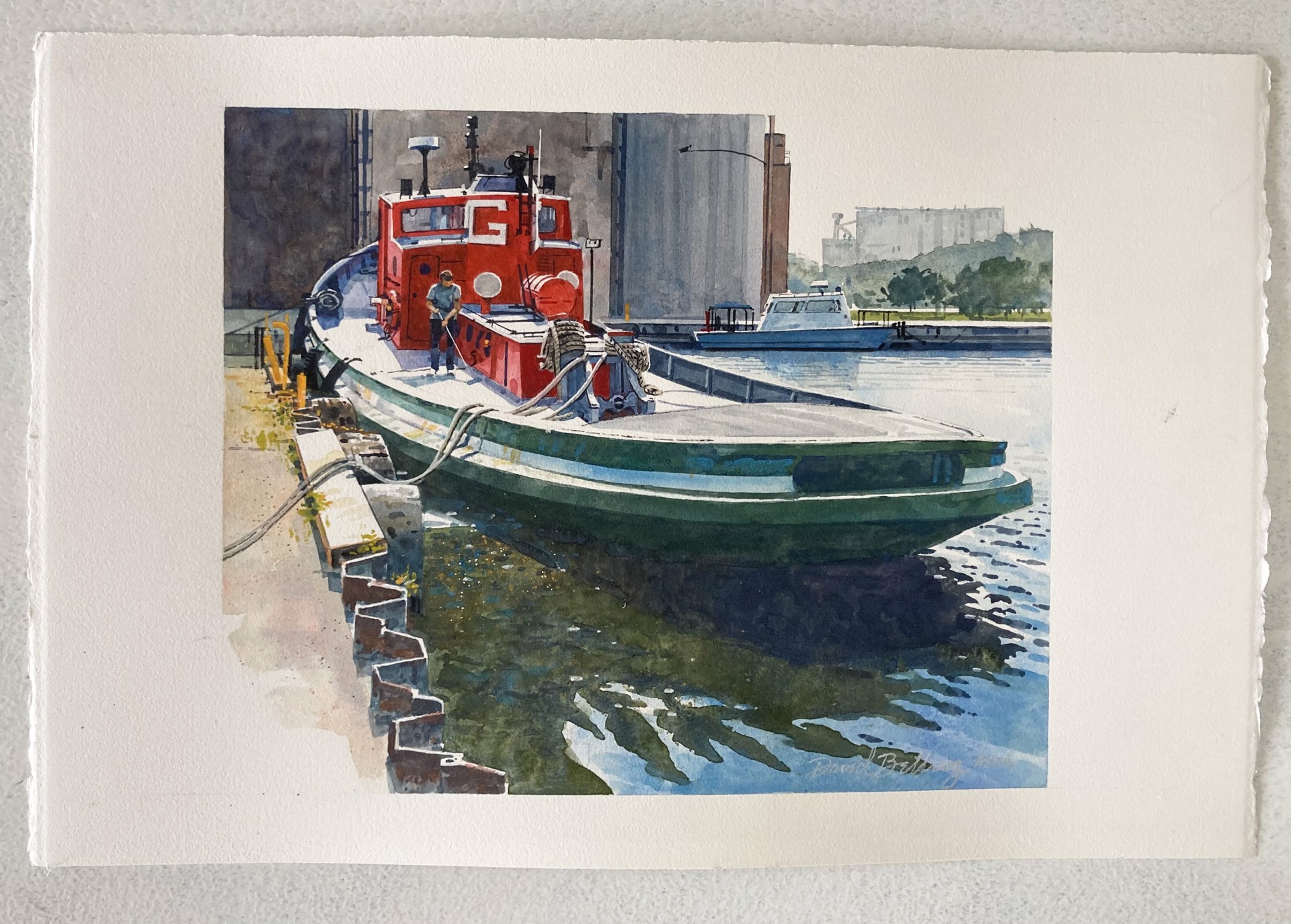 Harbor Tug/Unframed Original by David Belling