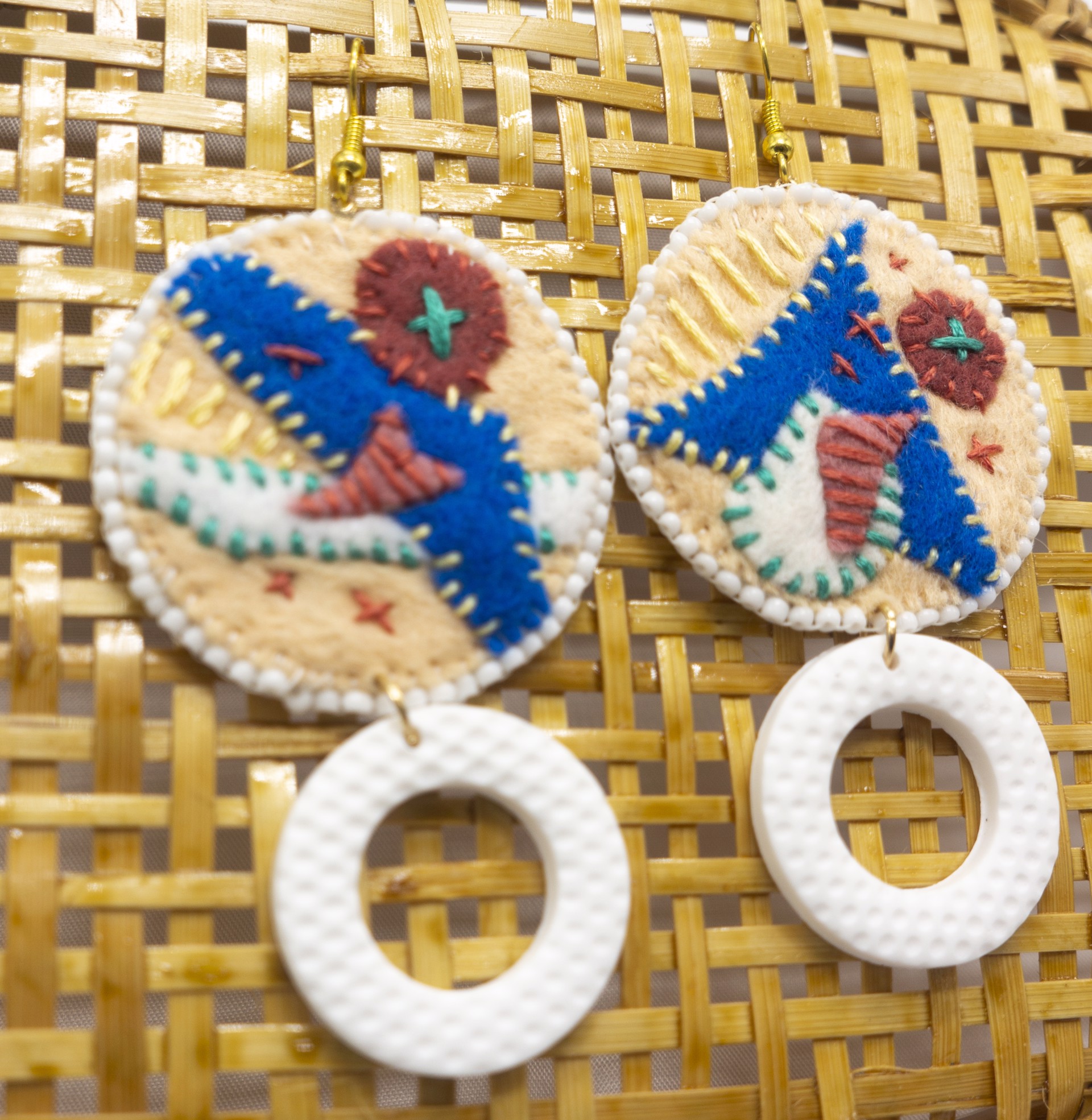 White Polymer Accent Earrings by Hattie Lee Mendoza