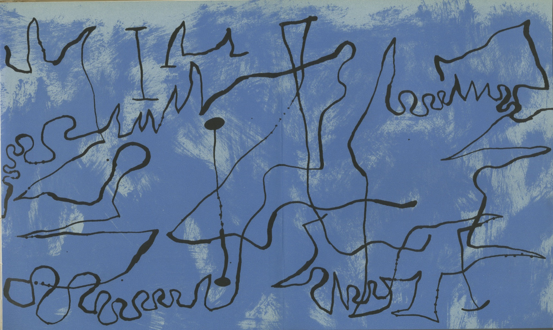 Figures Against Blue Sky Maeght 166 Pl. #3 Vol 2 Lithos by Joan Miró