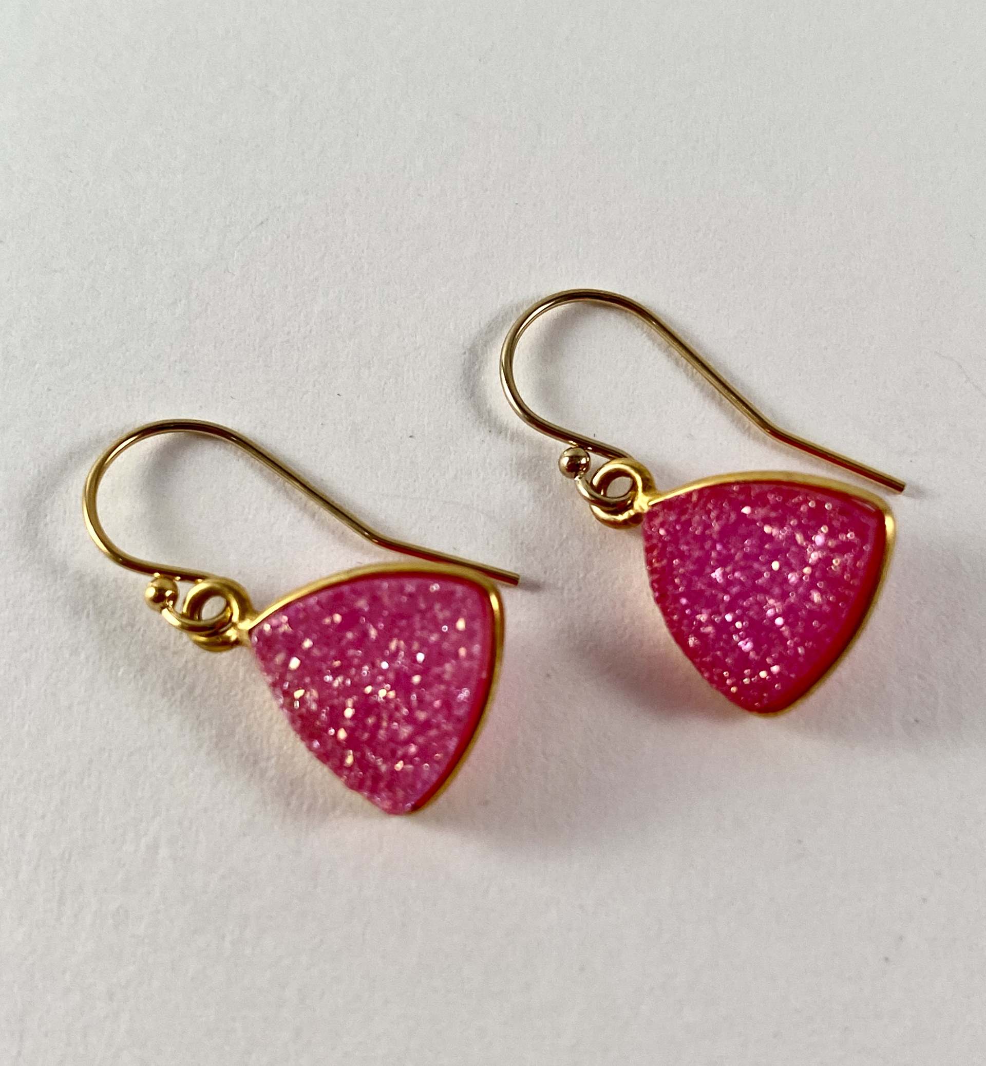 Hot Pink Druzy Earrings (GF), 1r by Nance Trueworthy