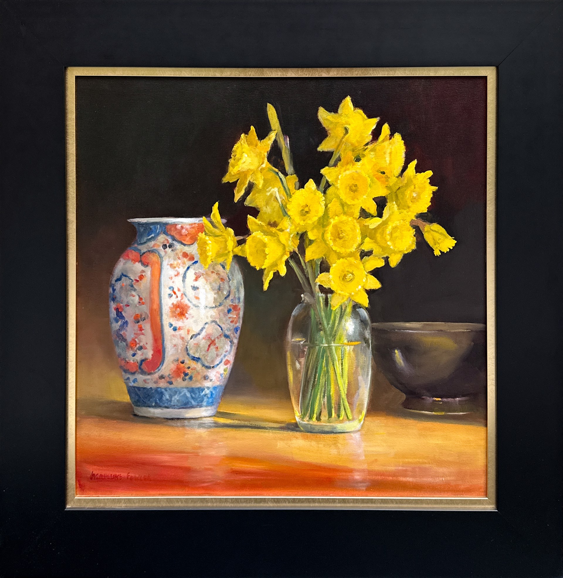 Daffodils with Imari Vase by Jacqueline Fowler