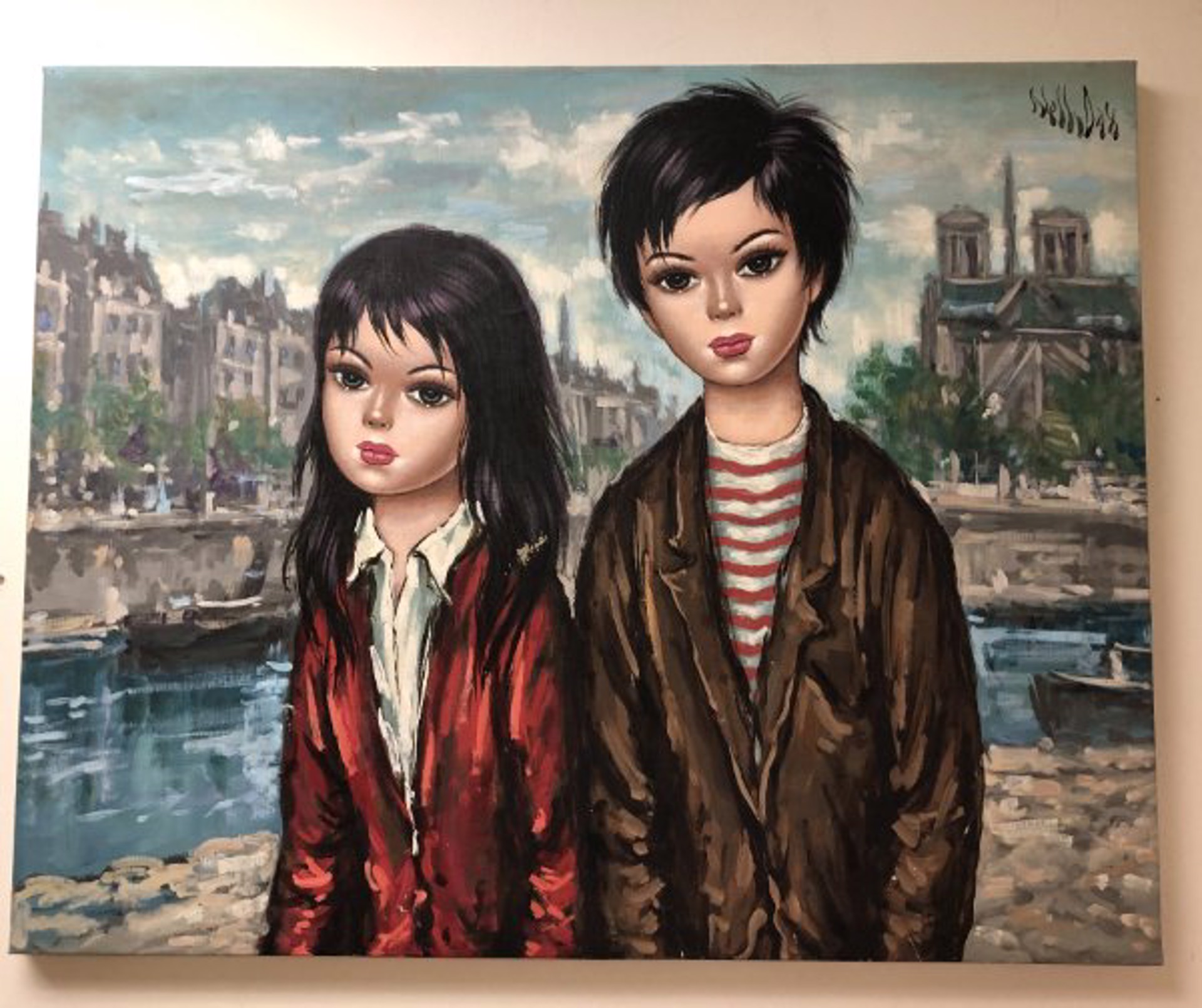 Girl and Boy by the Paris Sceine, Notre Dame by Nelly Dax