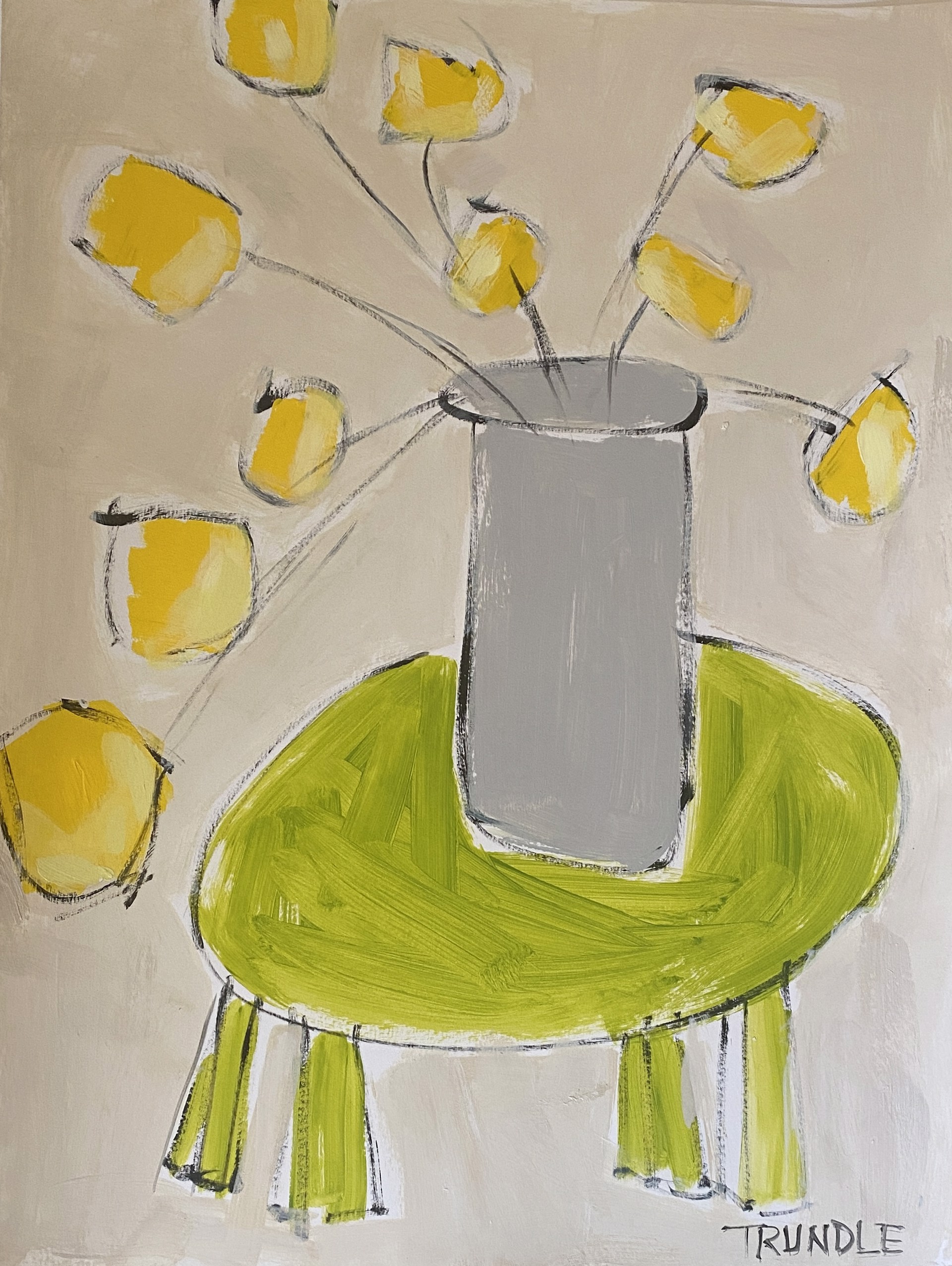 Yellow Bloom/Green Table VI by Sarah Trundle