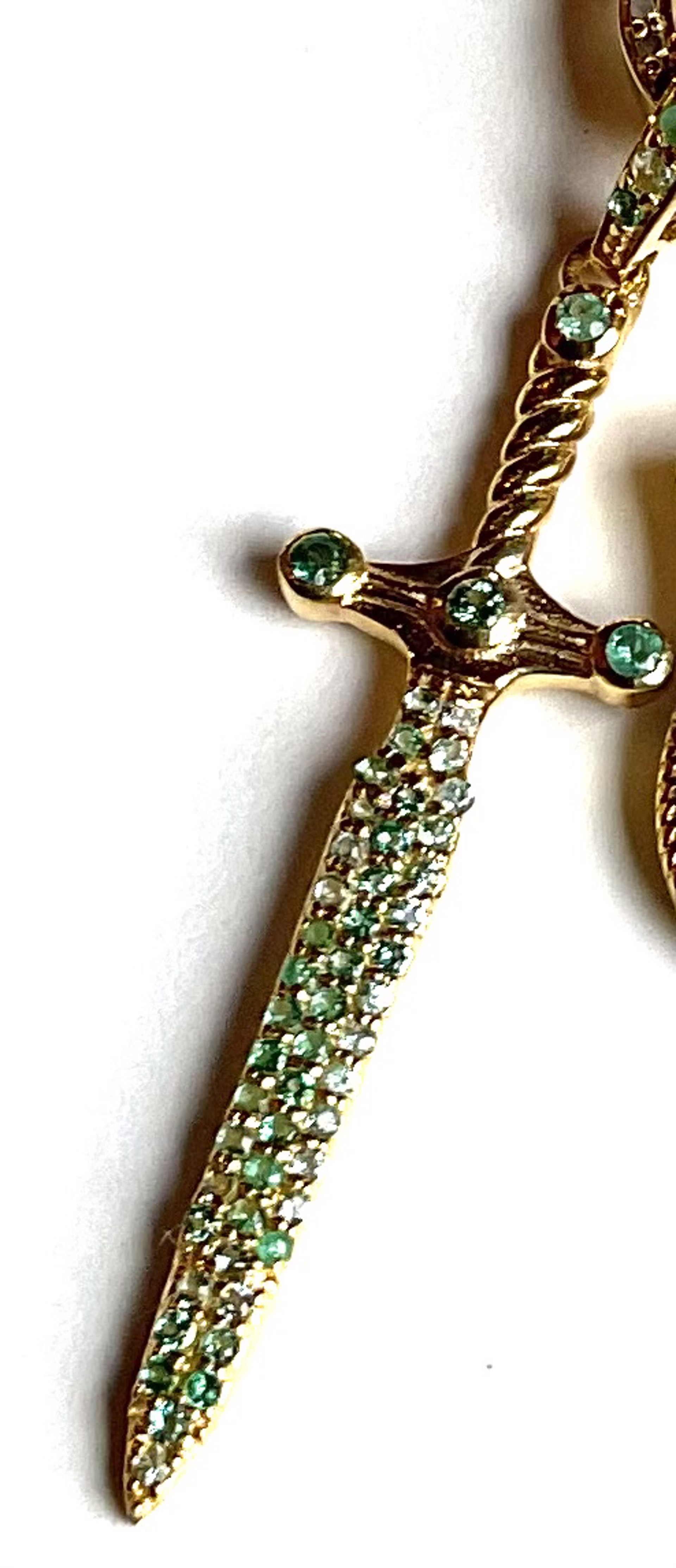 KB-P75 GVML and Emerald Sword Pendant by Karen Birchmier