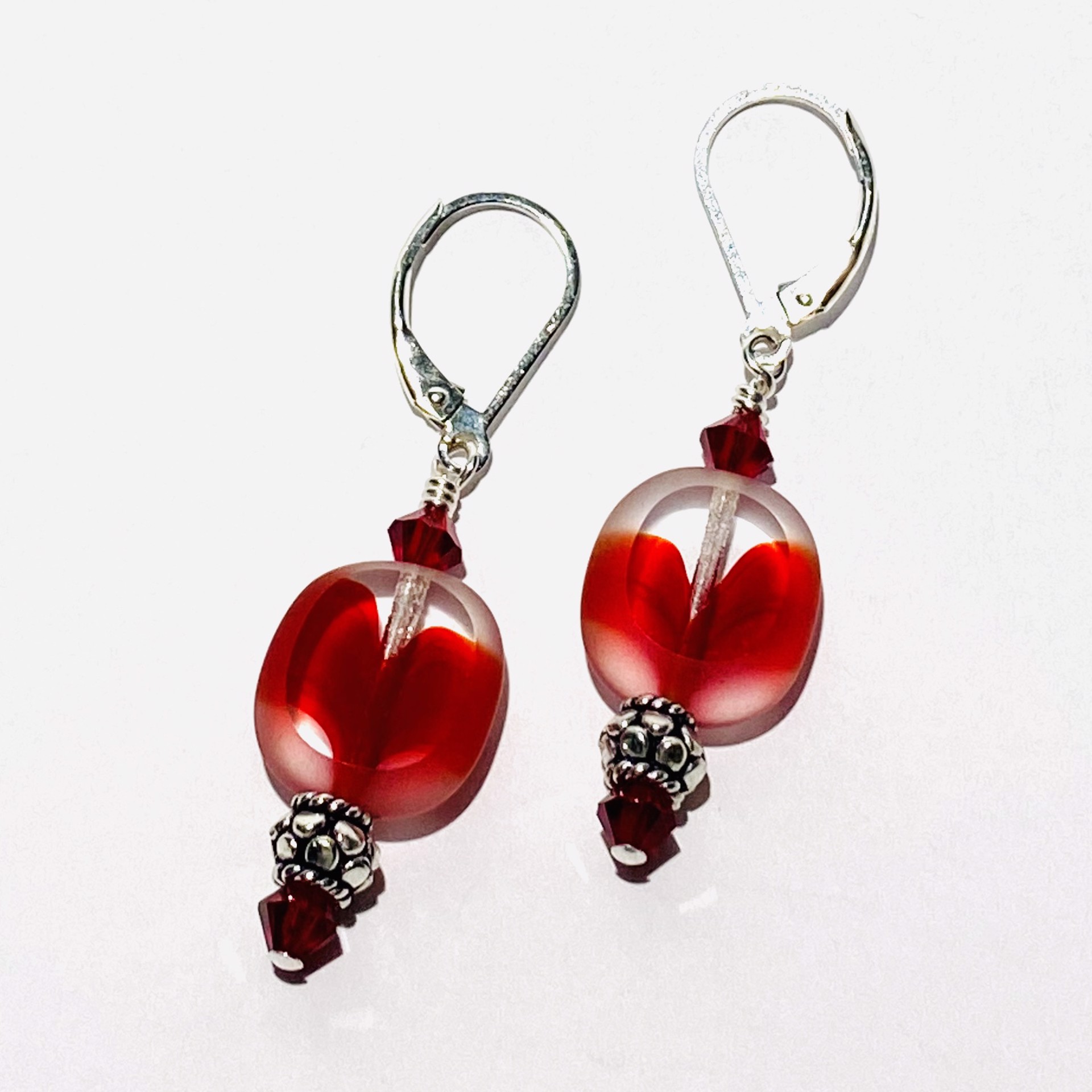 Red Heart Art Glass Earrings, E72 by Shoshannah Weinisch