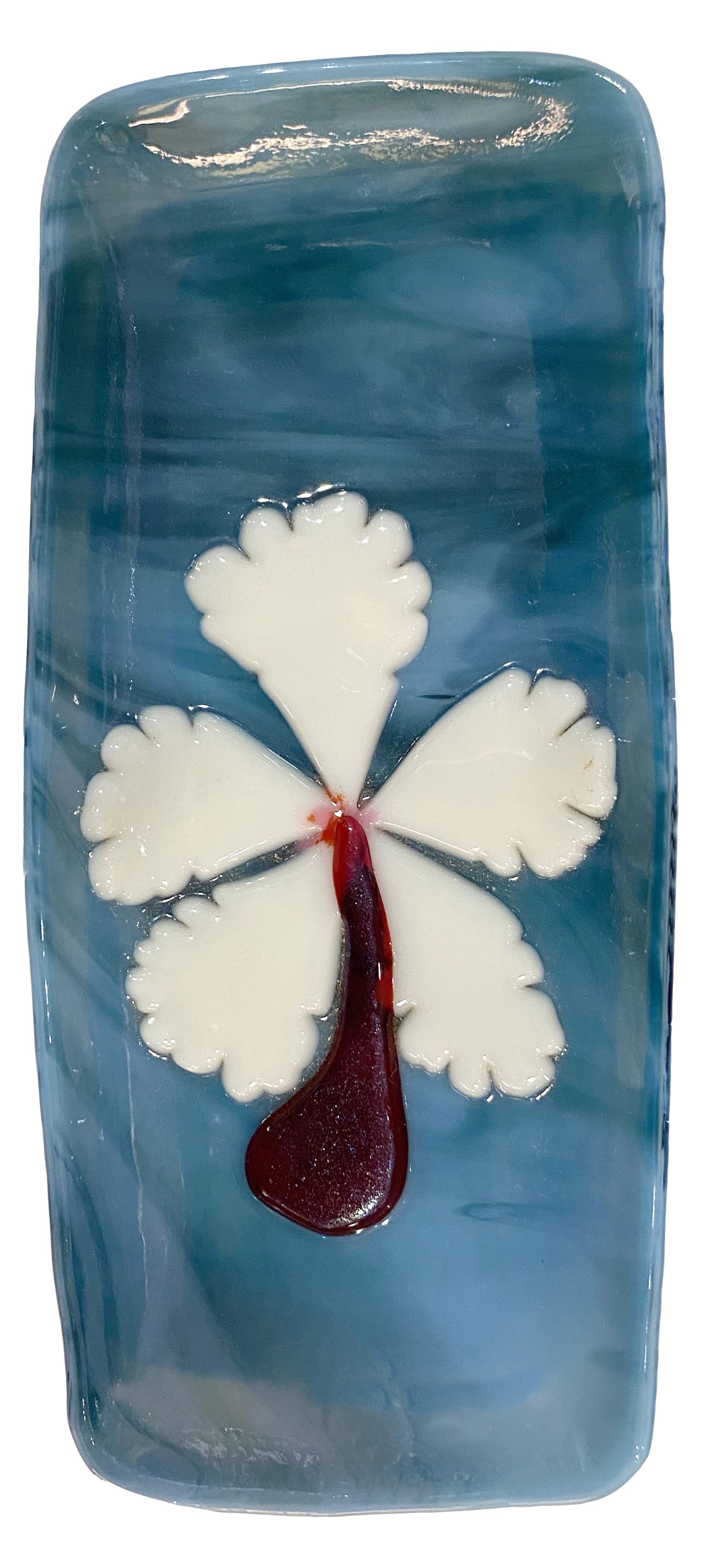 Small Dish with White Hibiscus by Julie Johnson