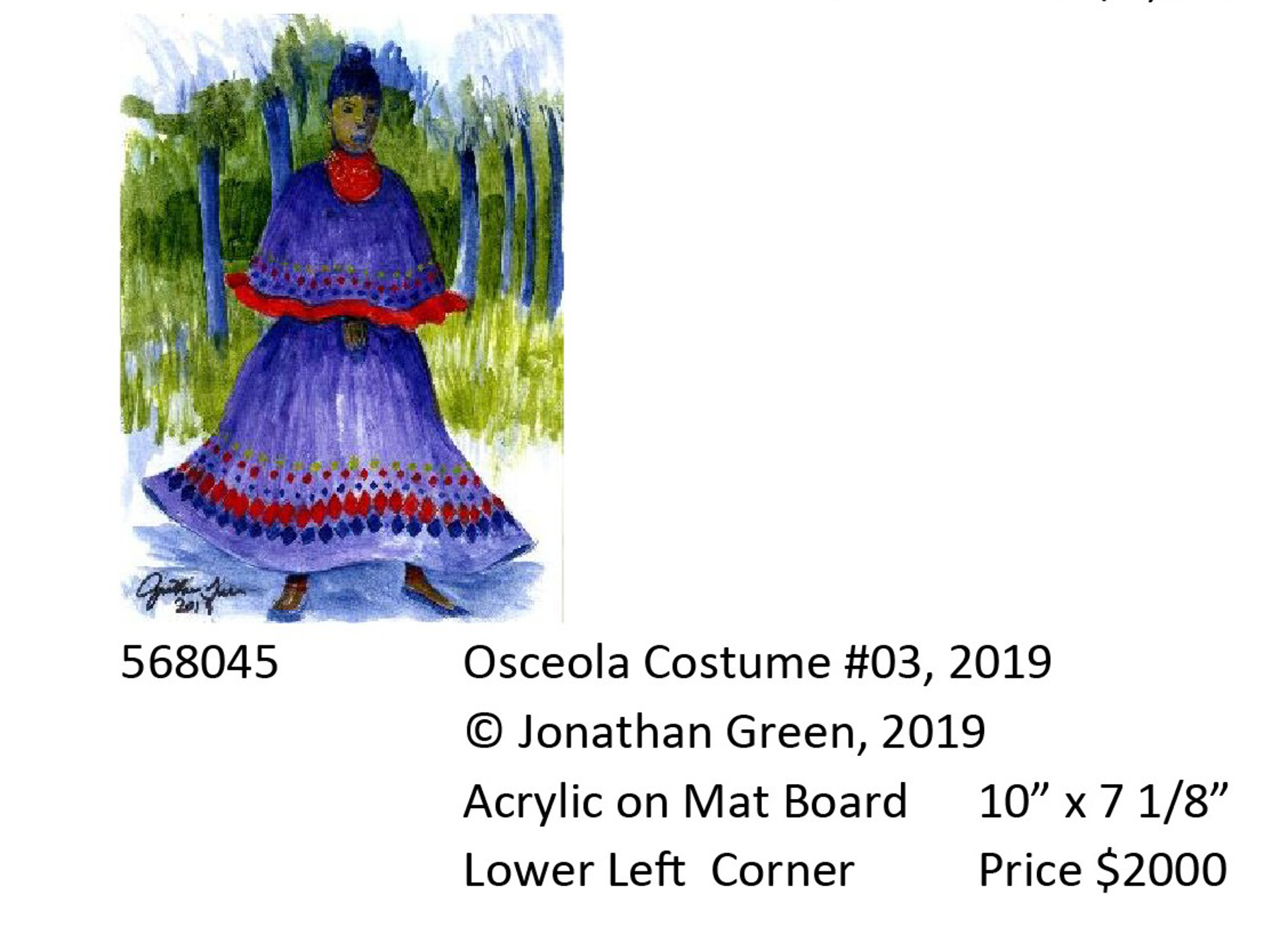Osceola Costume #3 by Jonathan Green - Pop-Up Event