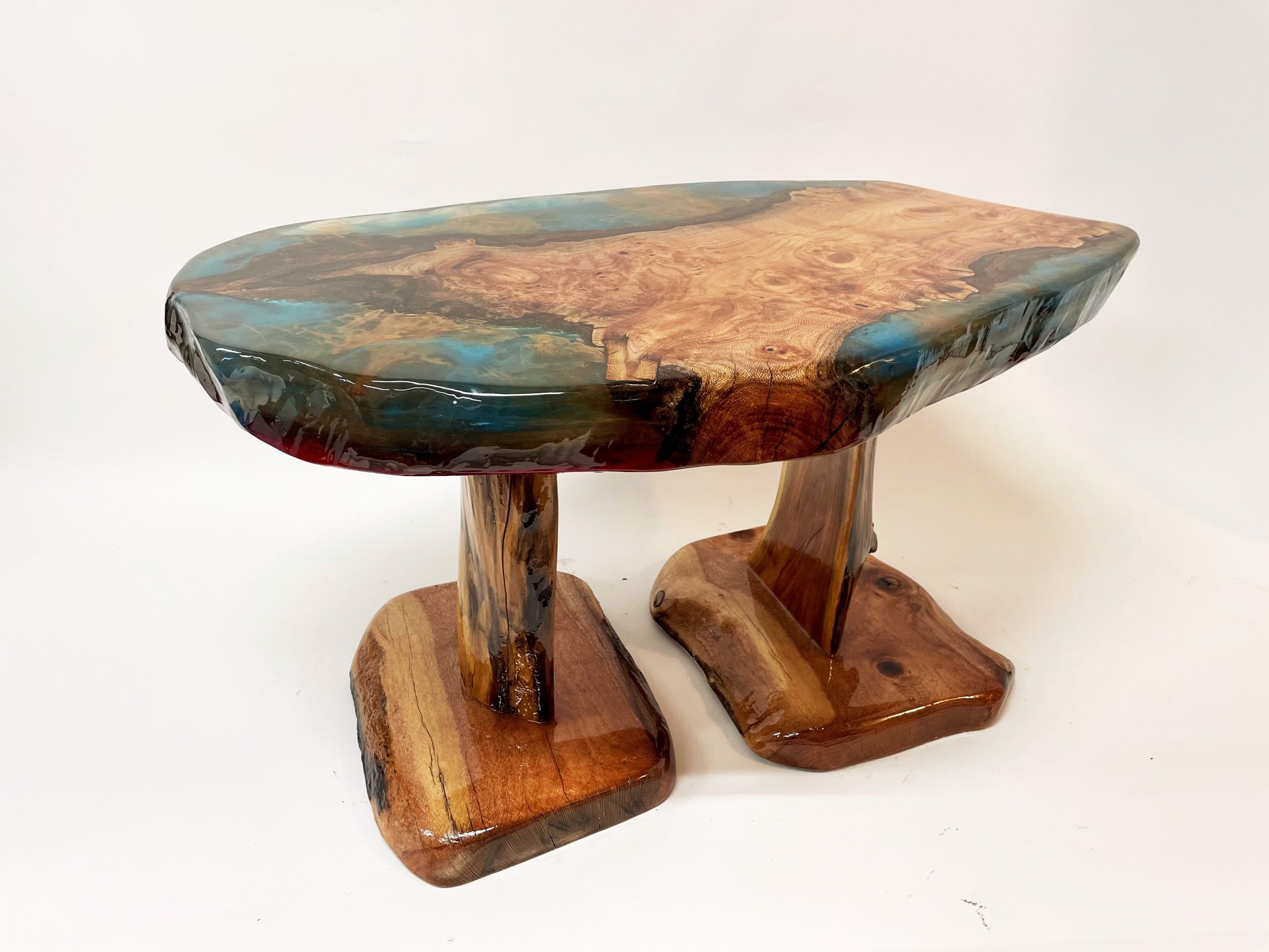 Silky Oak, Mesquite & Resin Small Coffee Table by Kirk Allan