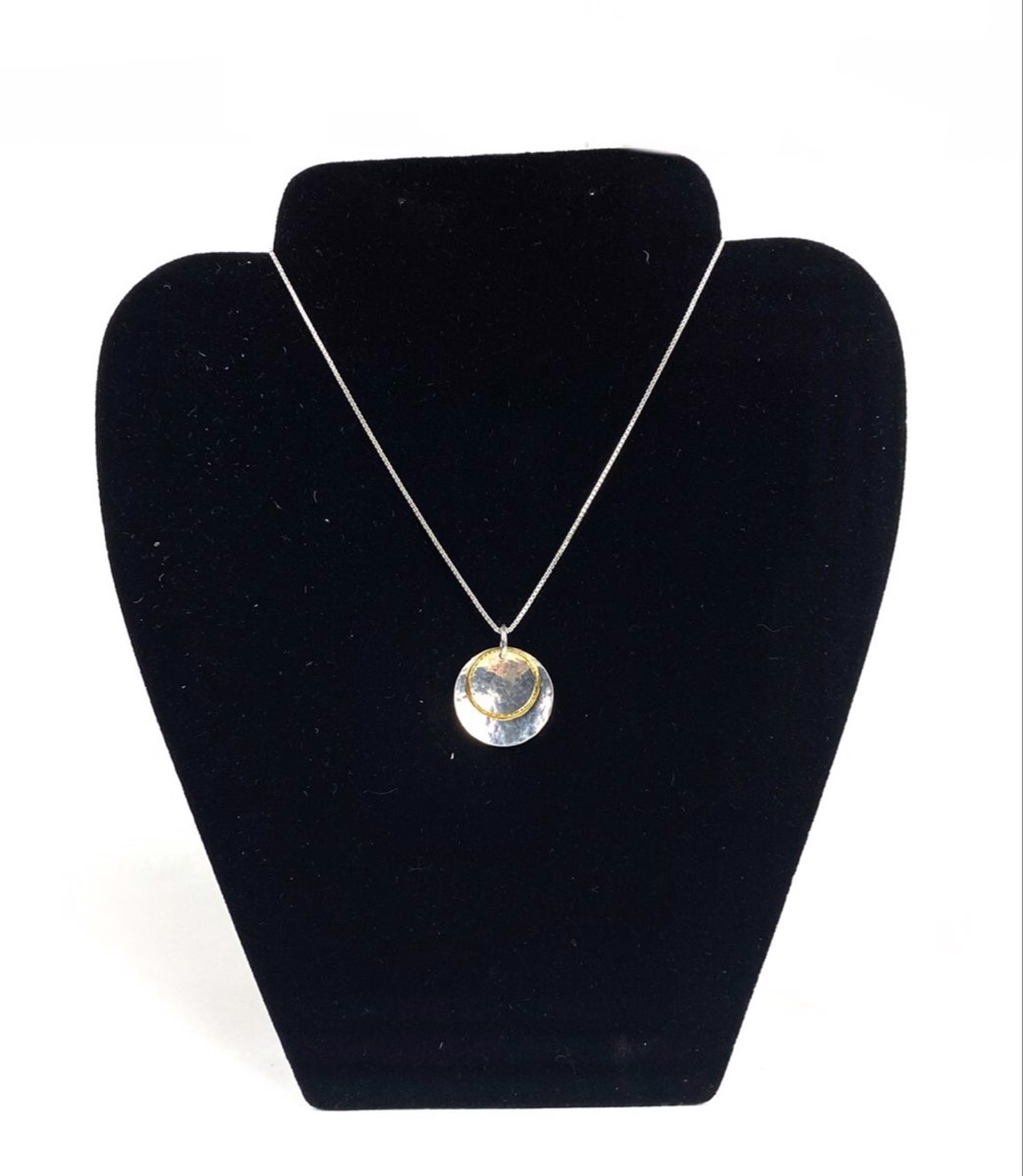 Vermeil Circle Necklace with Textured Disk by Nichole Collins