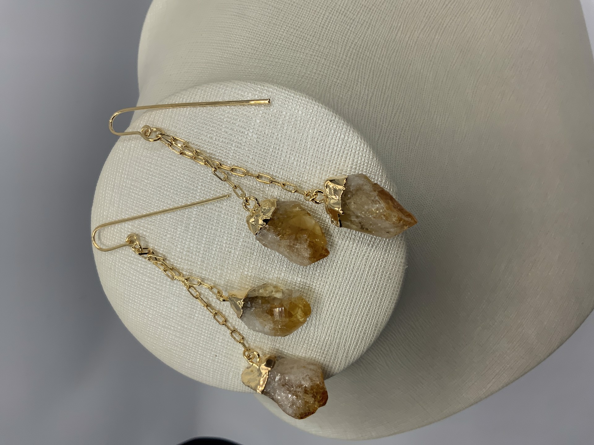 Double Drop long chain in raw Citrine by M&Co.