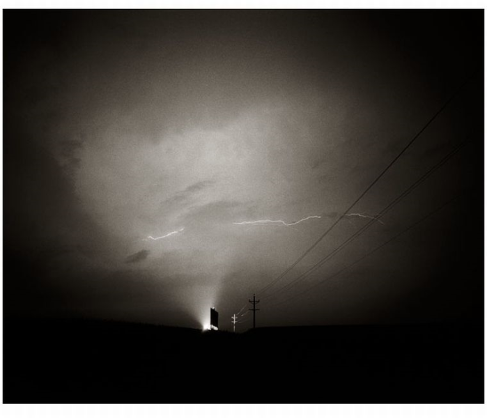 Nocturne: Iowa Signs #25, Lightning Strike by Frank Hunter
