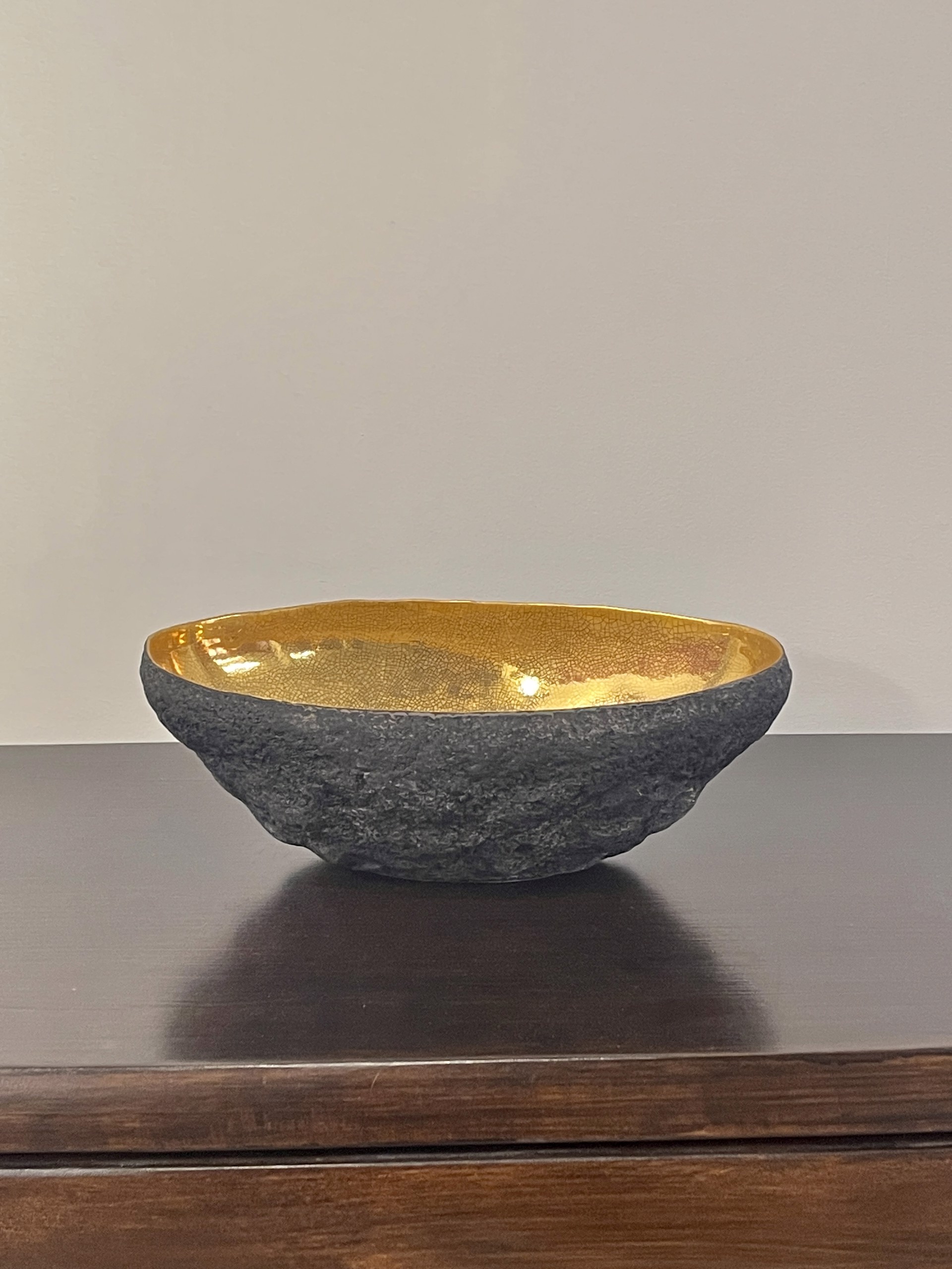 ceramic oval bowl with gold