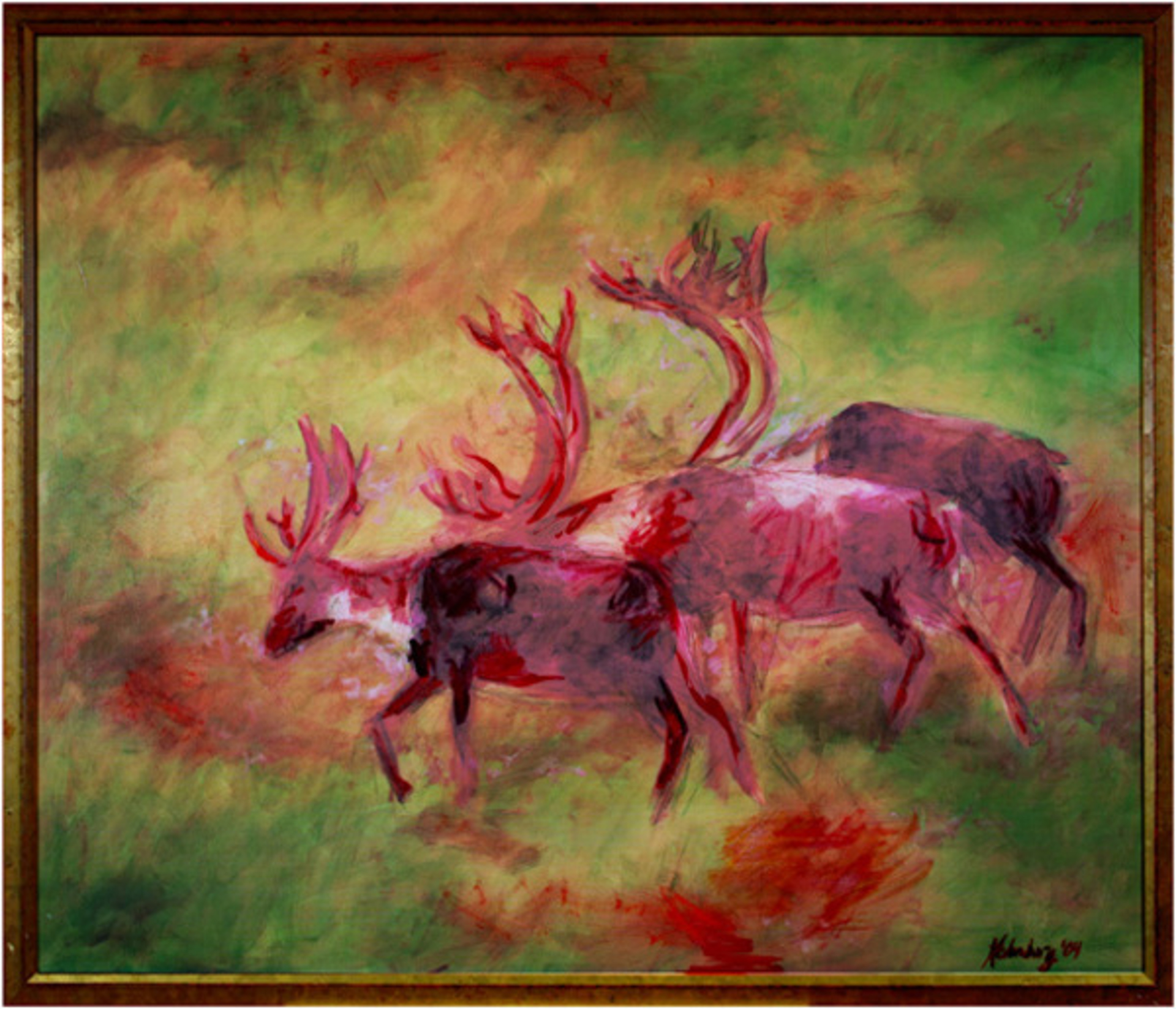 Caribou in the Mist by Catherine Holmburg
