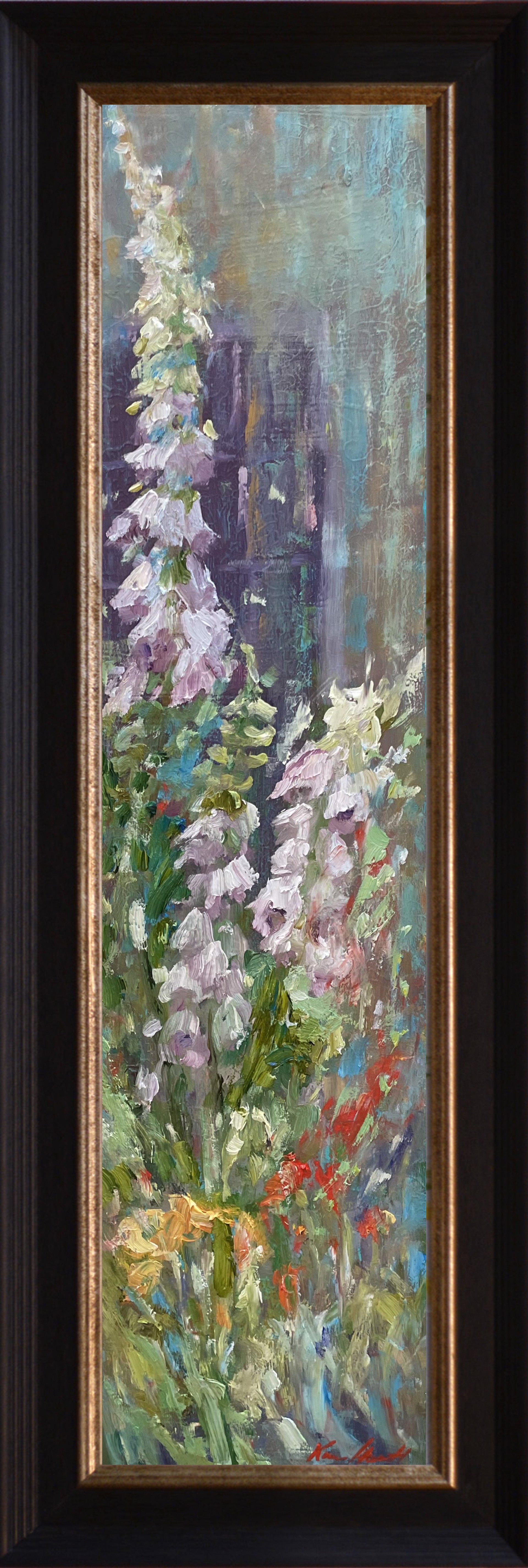 "Spring Blossoms (Fox Gloves at Claudia's)" original oil painting by Karen Hewitt Hagan