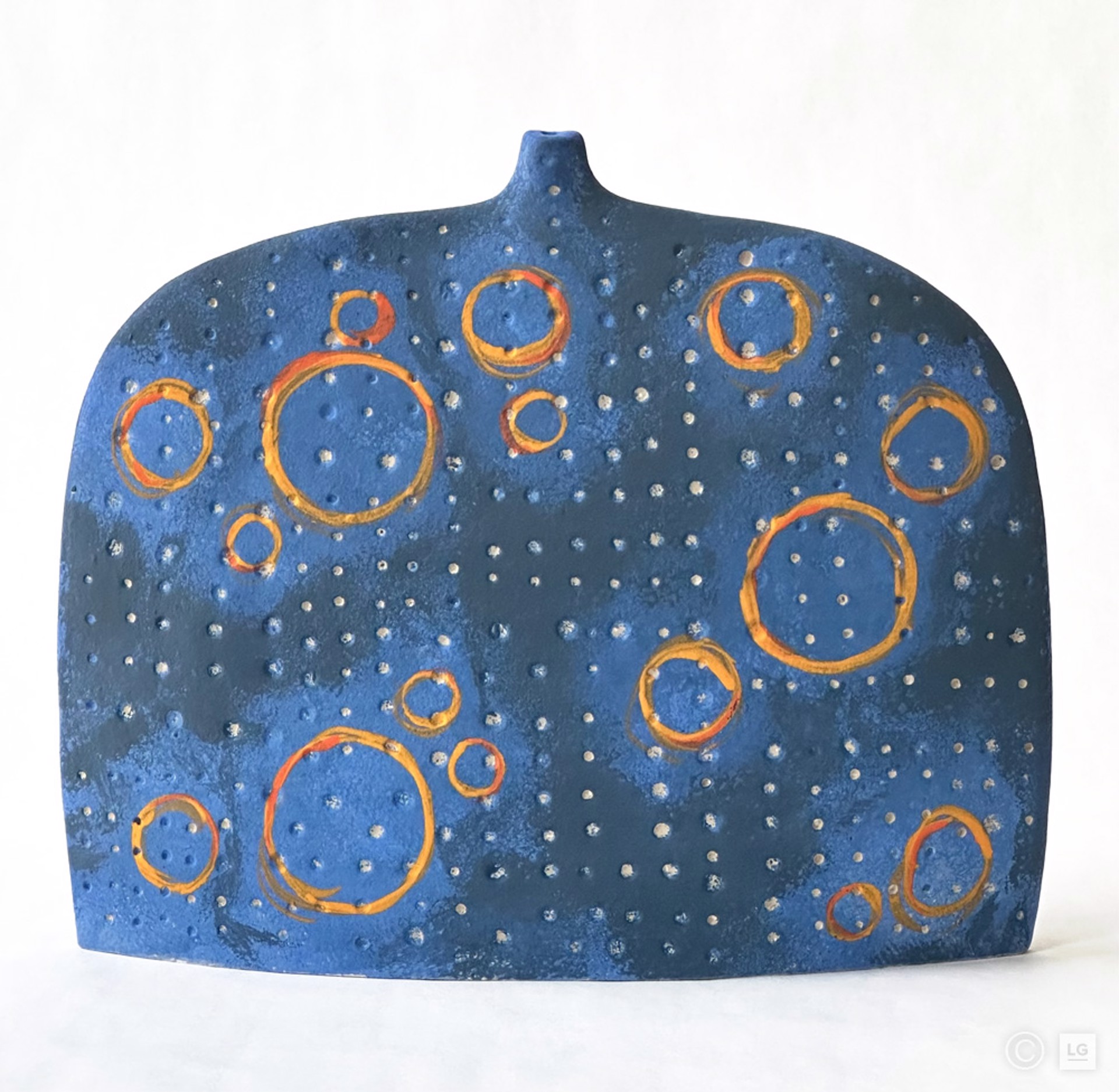 Indi - Blue with Orange Circles by Joanne Rebek
