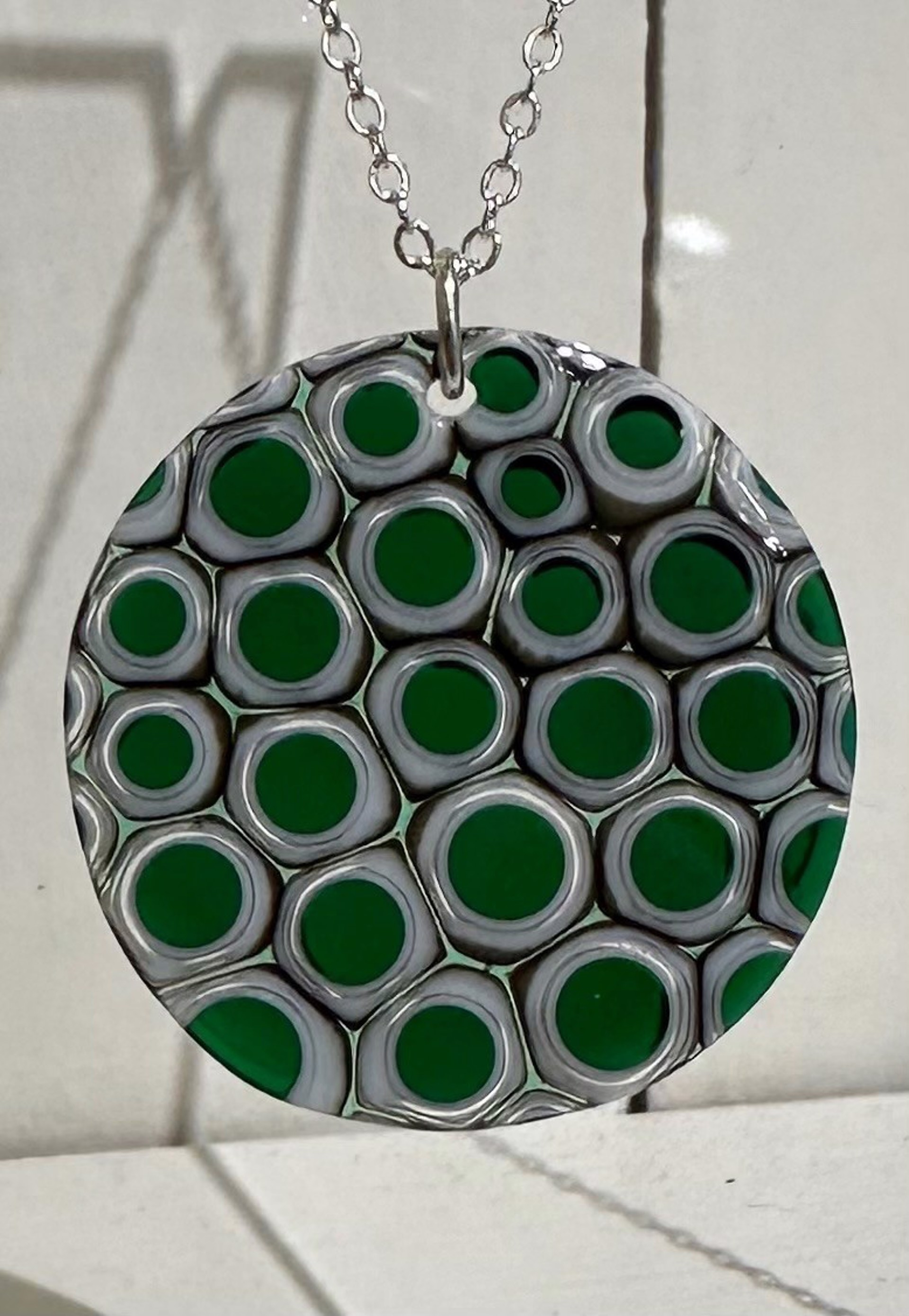 Murrini Round Necklace - Emerald Green by Chris Cox