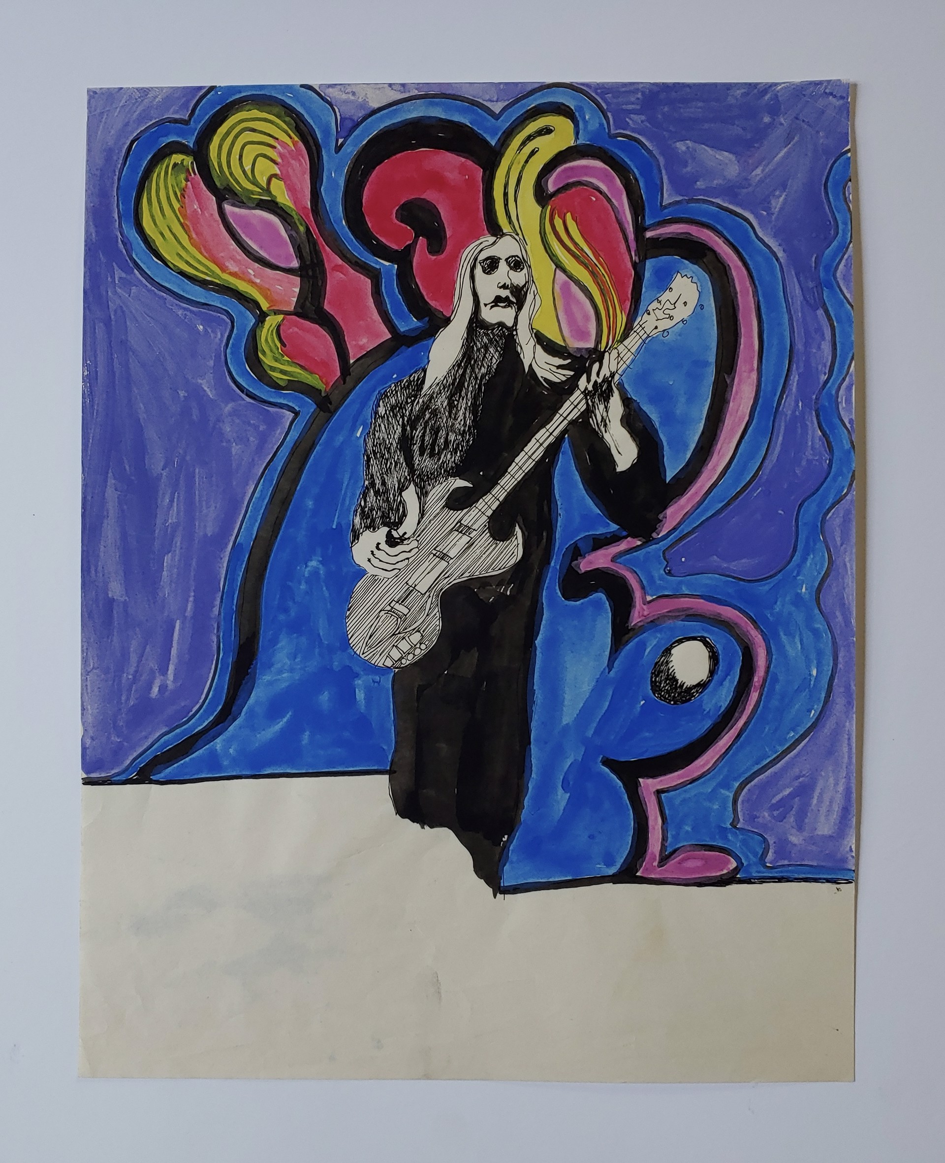 Psychedelic Portrait (Johnny Winter) - Drawing by David Amdur
