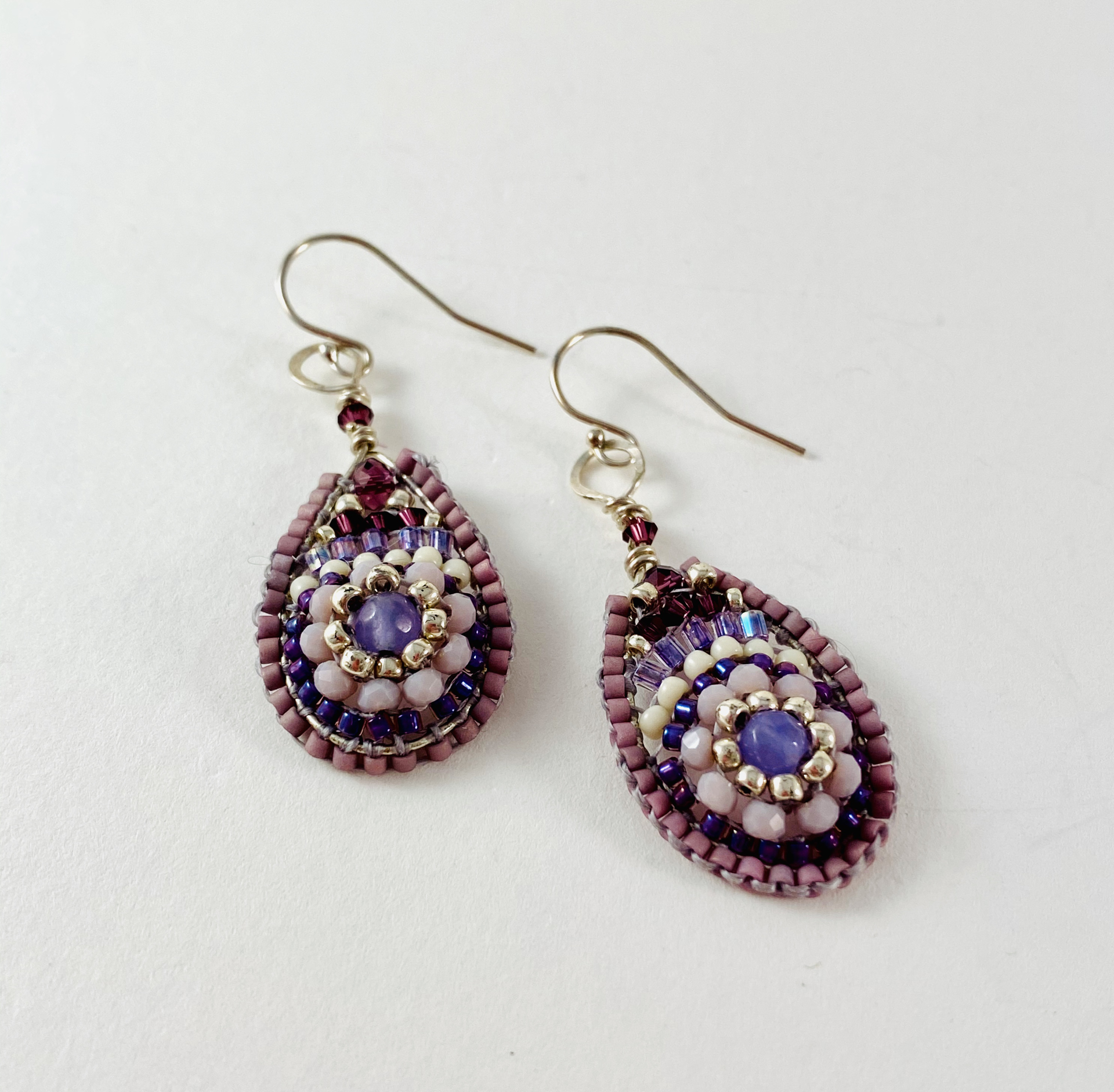 Purple Jade Beaded Earrings by Barbara Duimstra