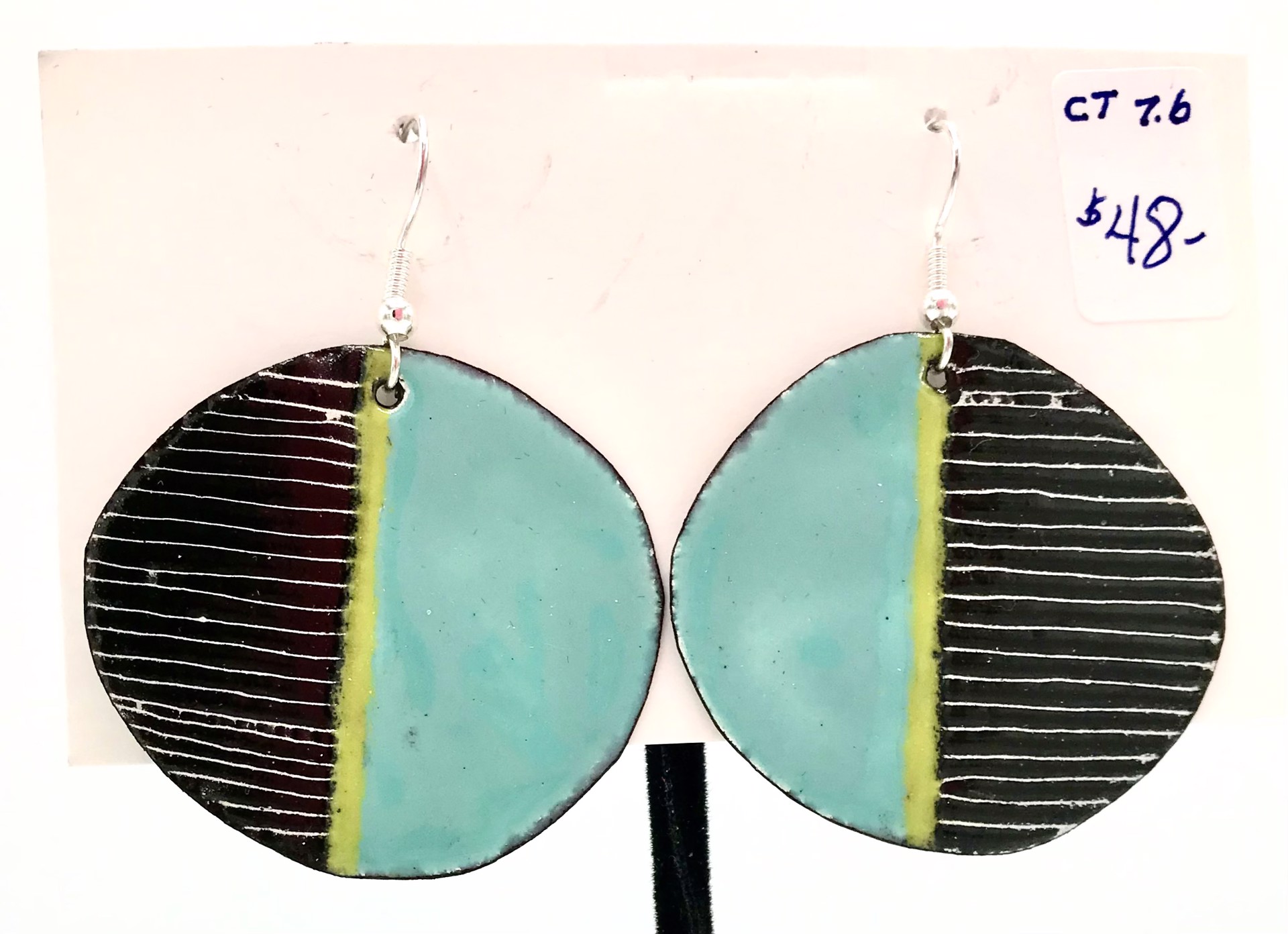 Earrings- Turquoise With Black Stripe by Cathy Talbot