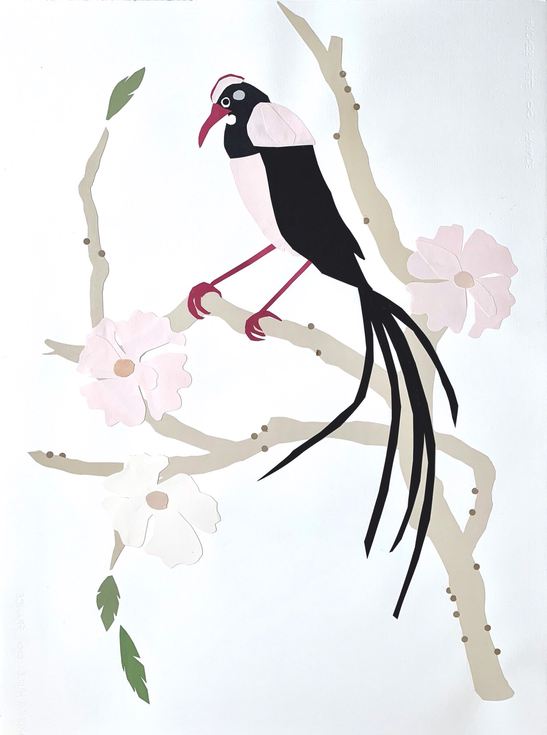 Bird with Pink Flowers 2 by Karen Blair